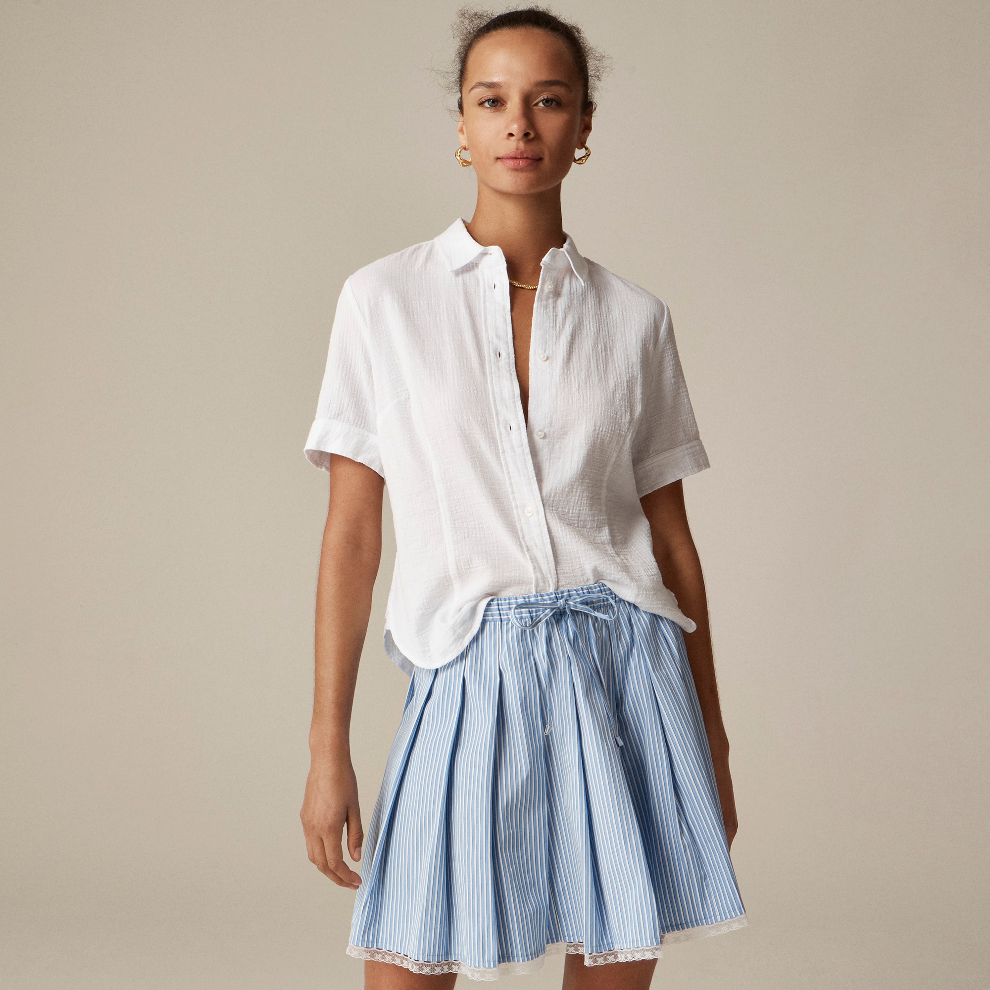 womens Slim-fit button-up in cotton gauze