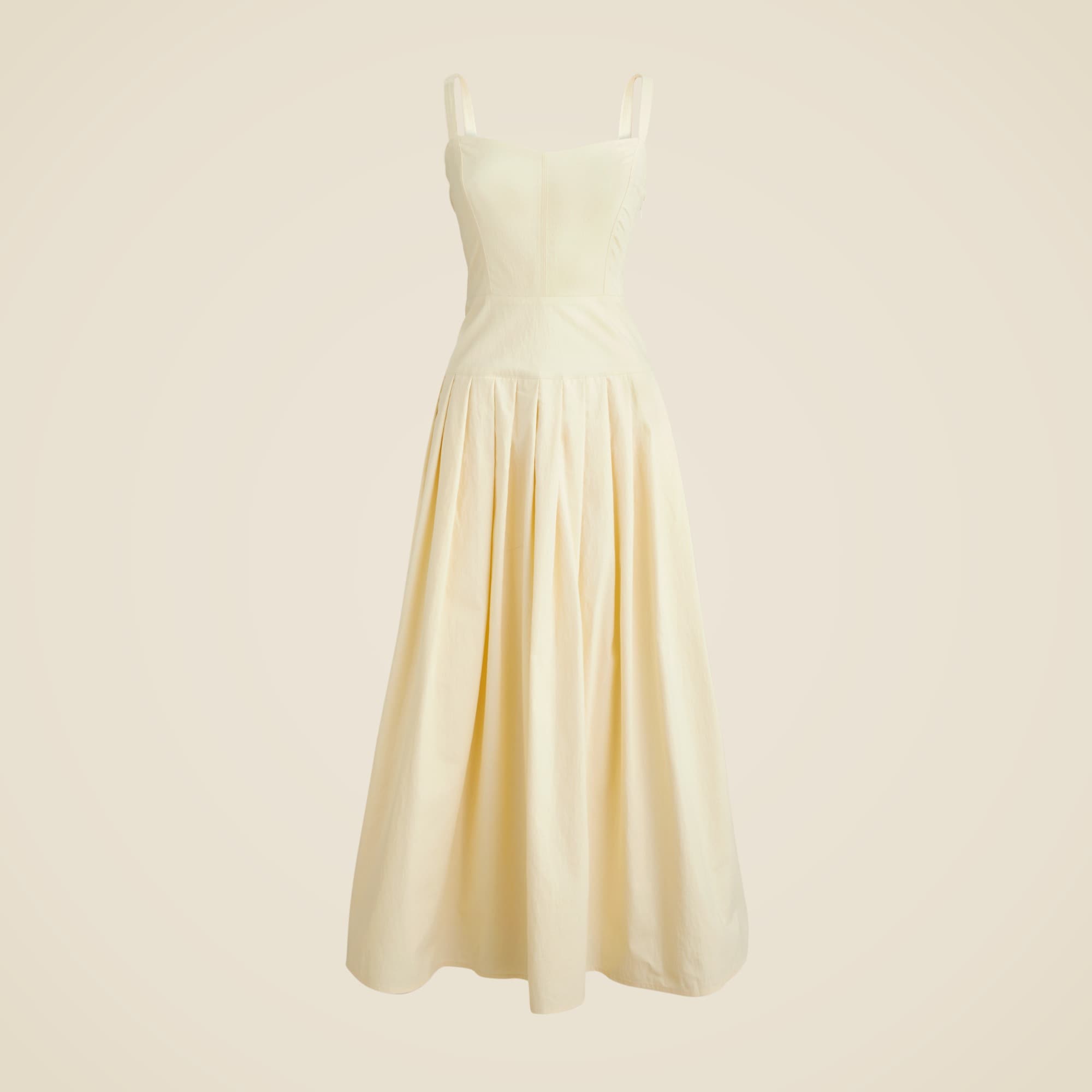 womens Pleated drop-waist dress in crinkle cotton blend
