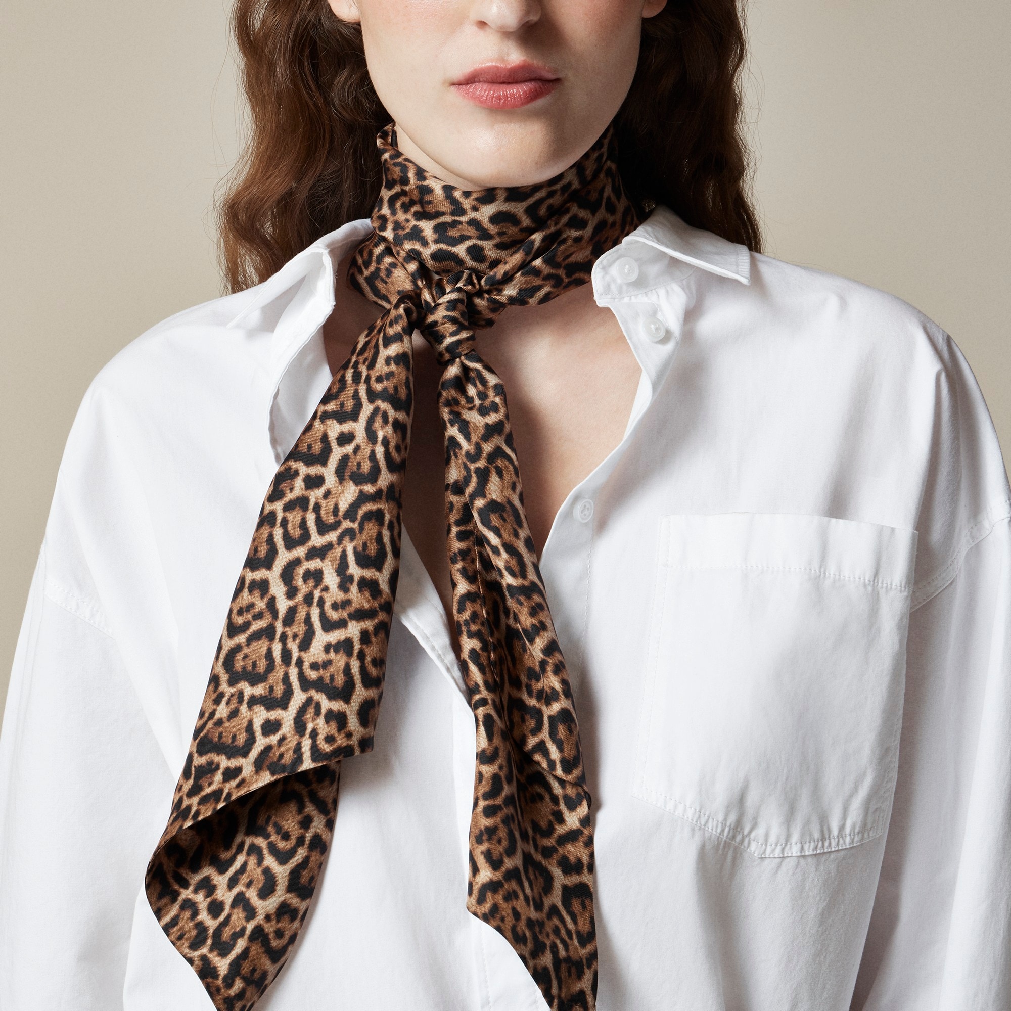 Long printed silk scarf