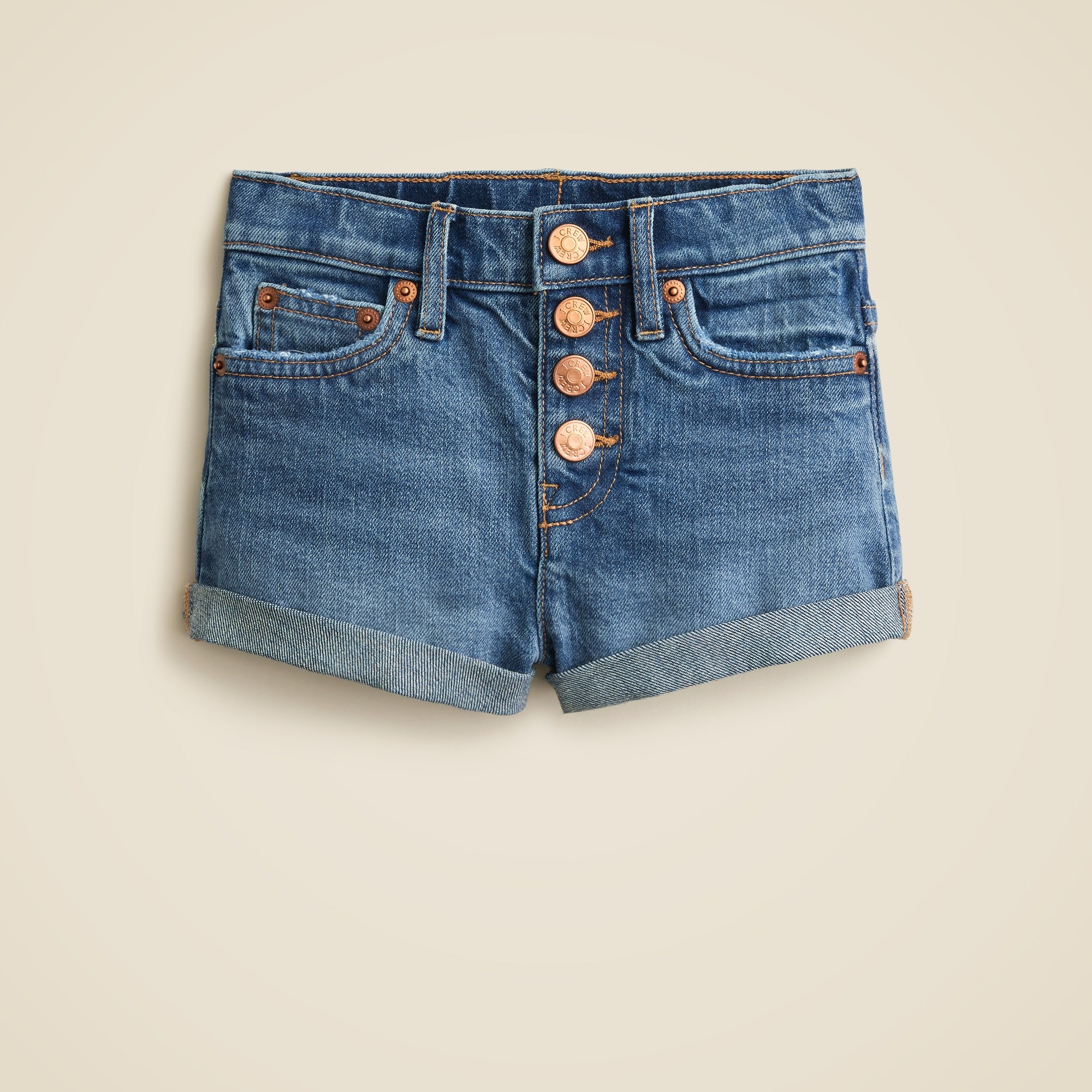 Girls' cuffed denim short in poppy wash