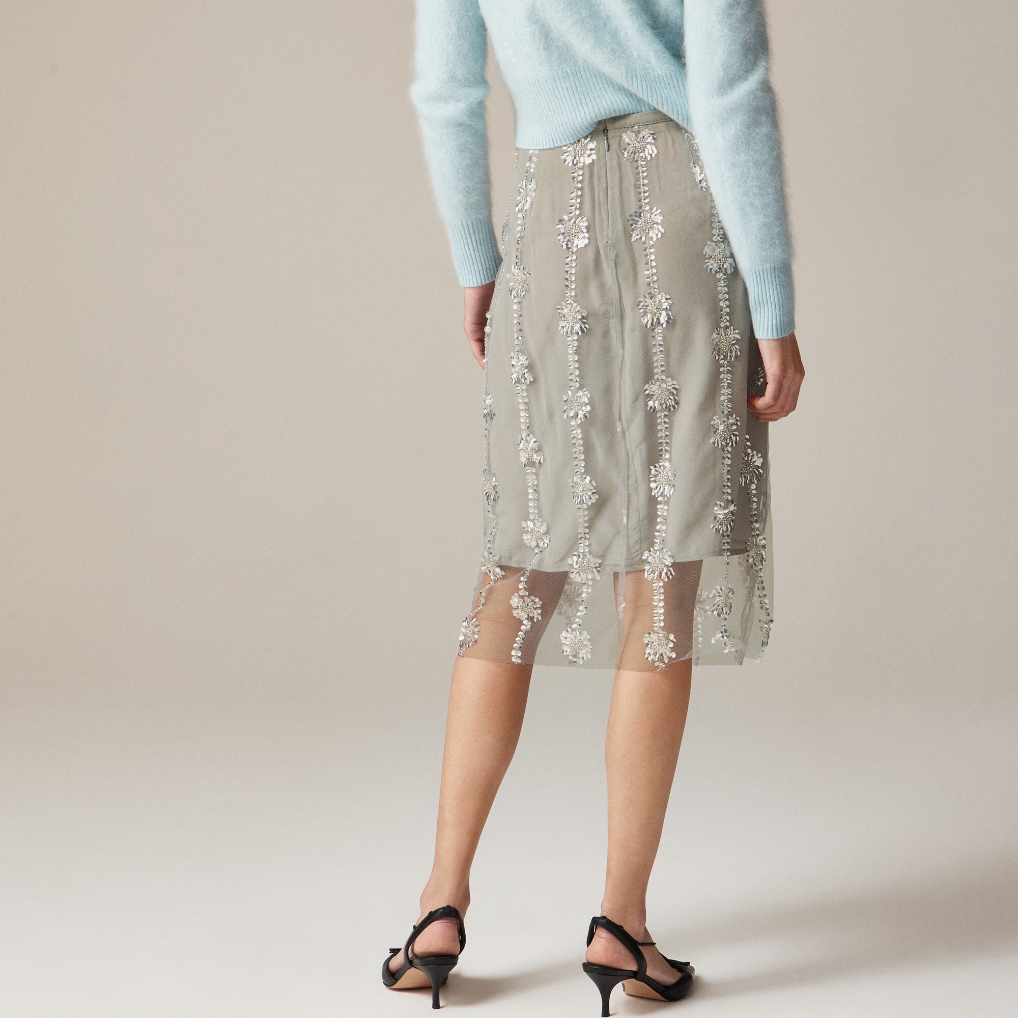 Collection sheer layered sequin skirt