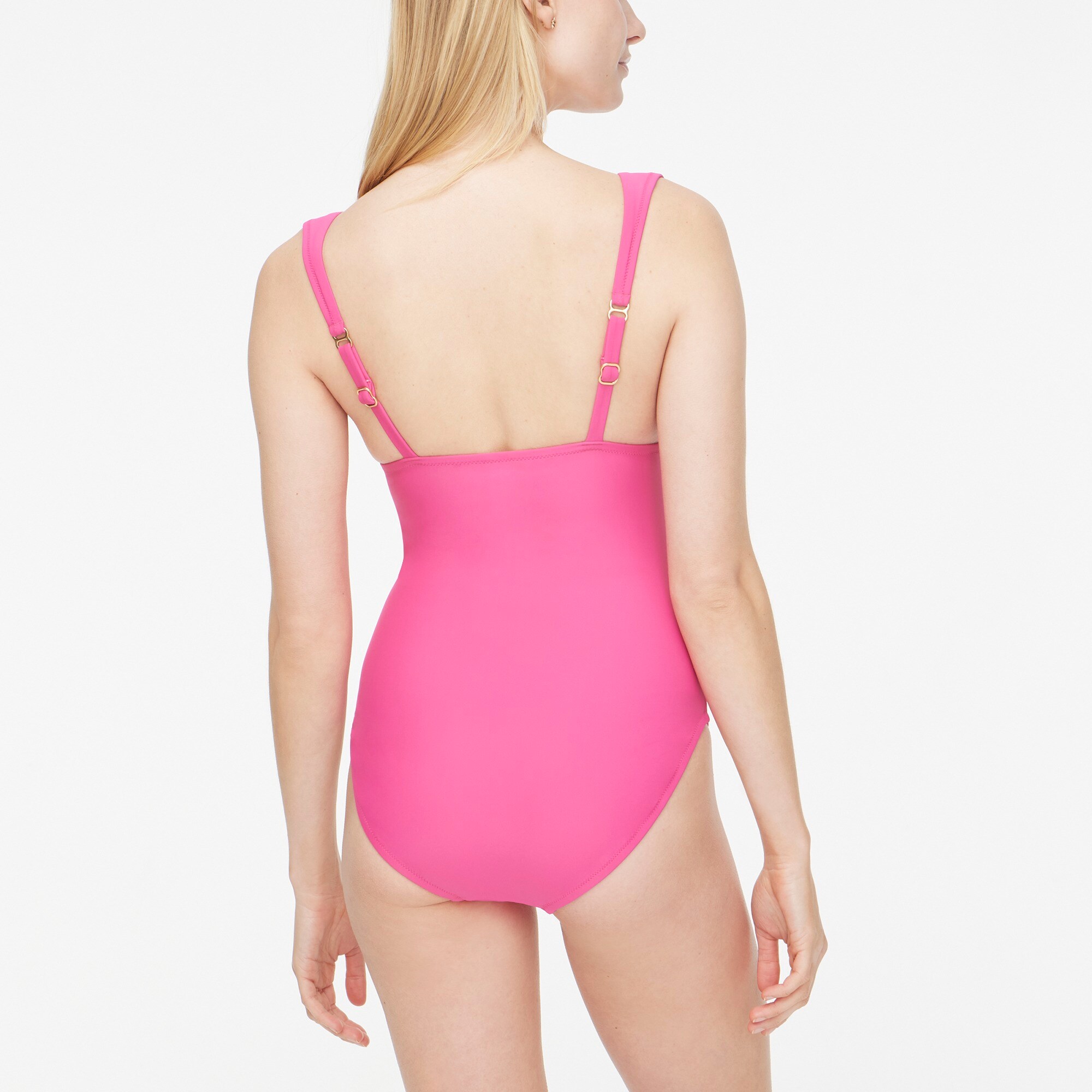 Ruched plunge one-piece swimsuit