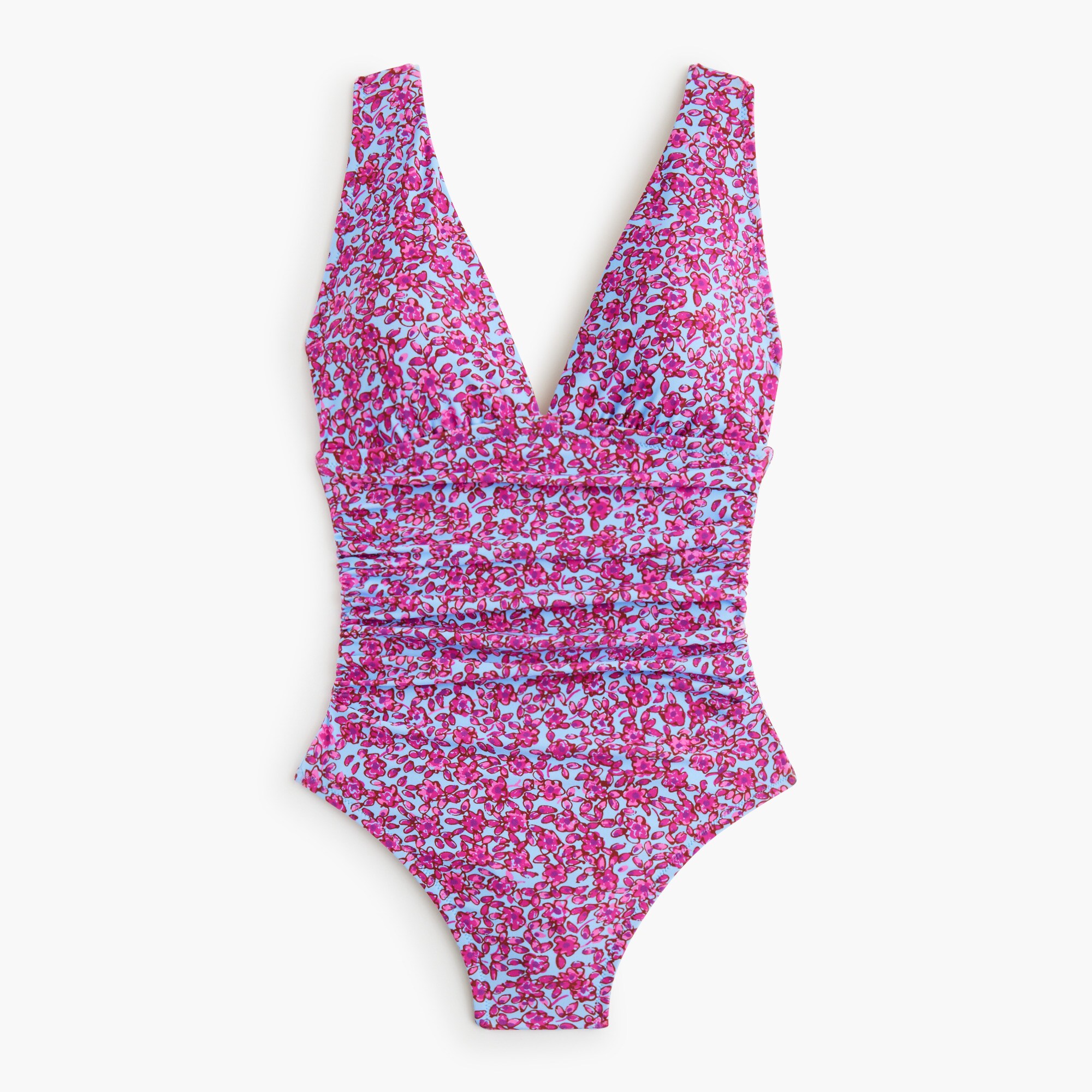 Ruched plunge one-piece swimsuit