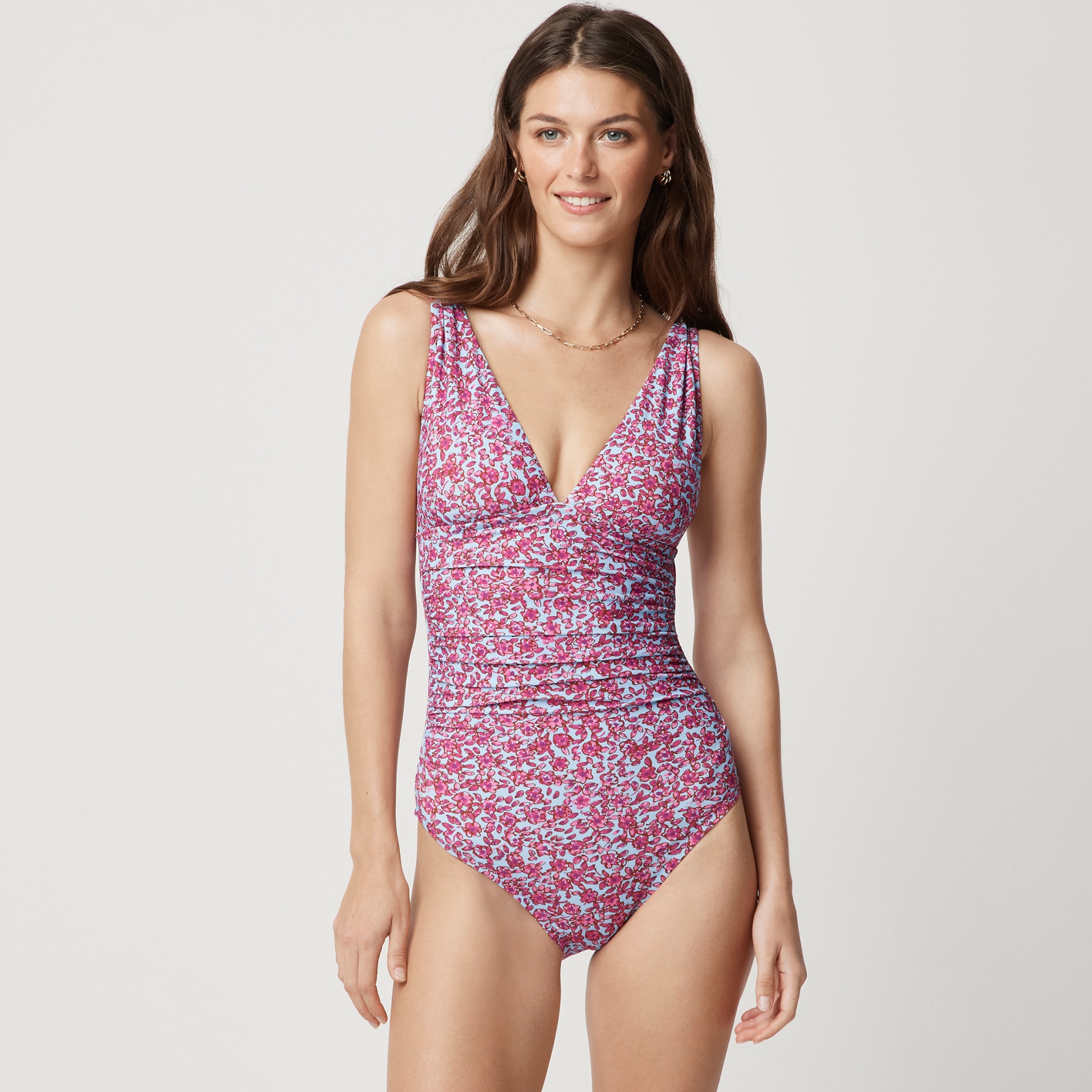 womens Ruched plunge one-piece swimsuit
