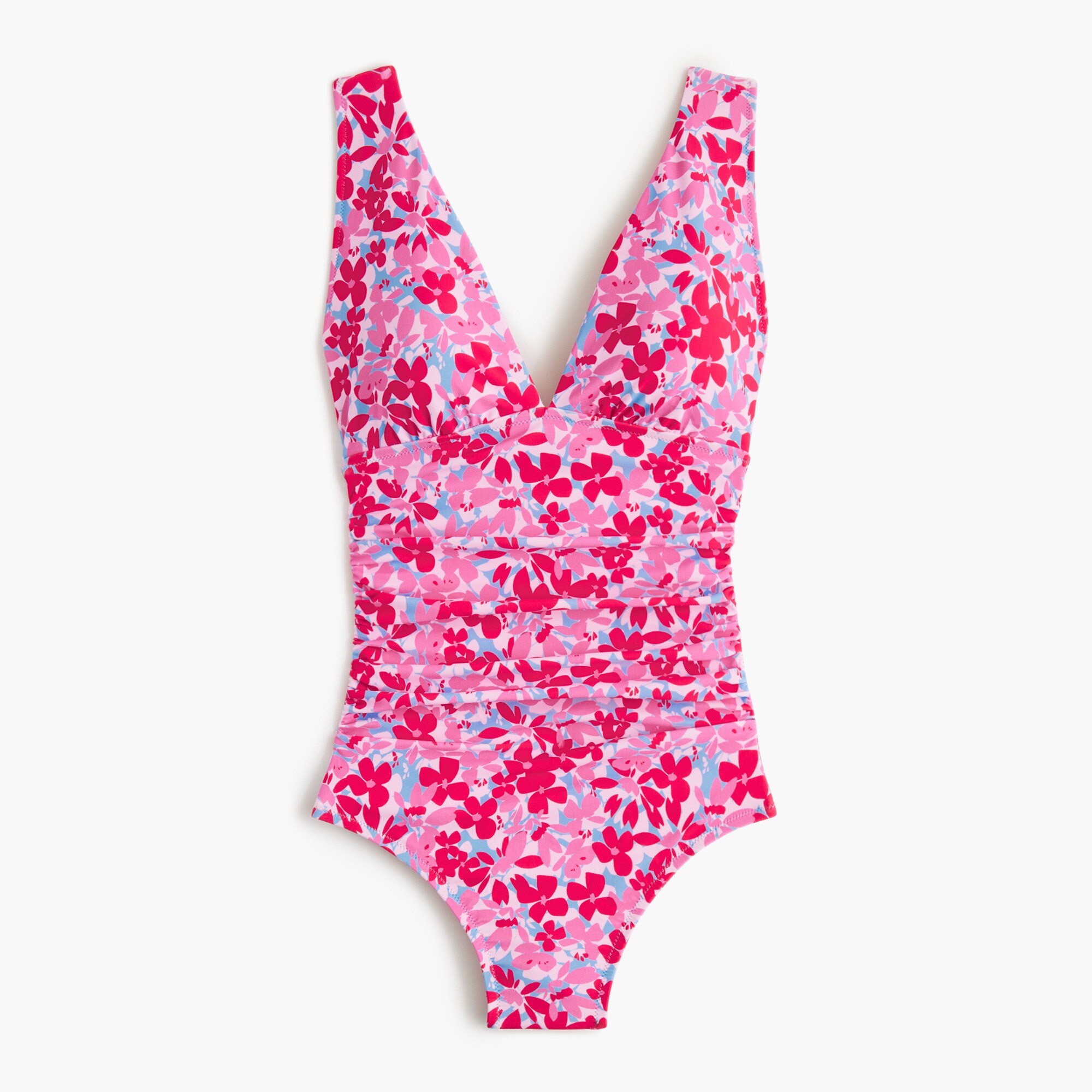 Ruched plunge one-piece swimsuit