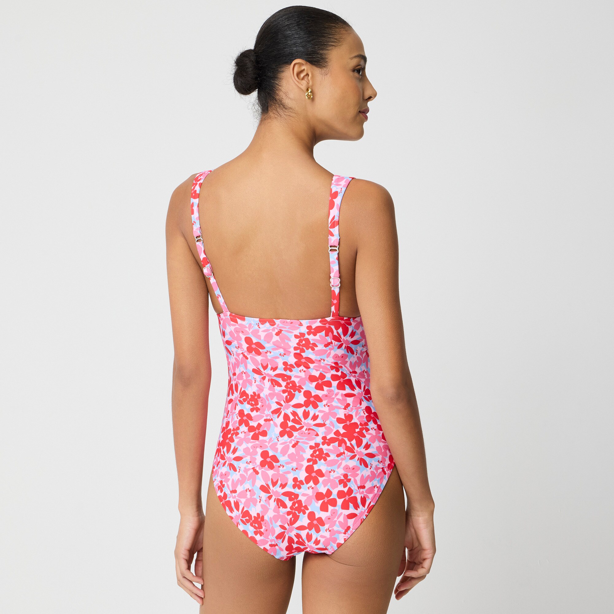 Ruched plunge one-piece swimsuit