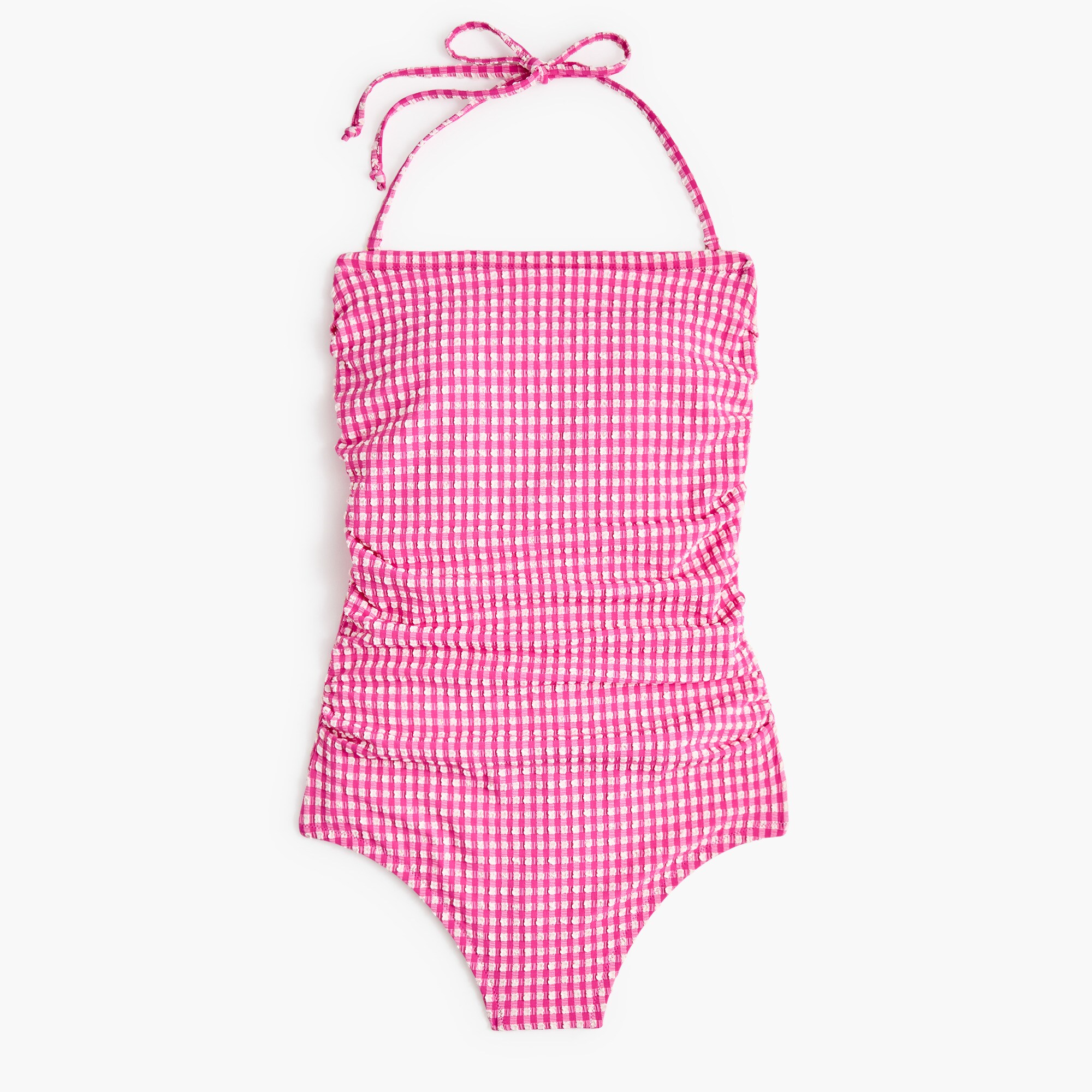 Strapless seersucker one-piece swimsuit