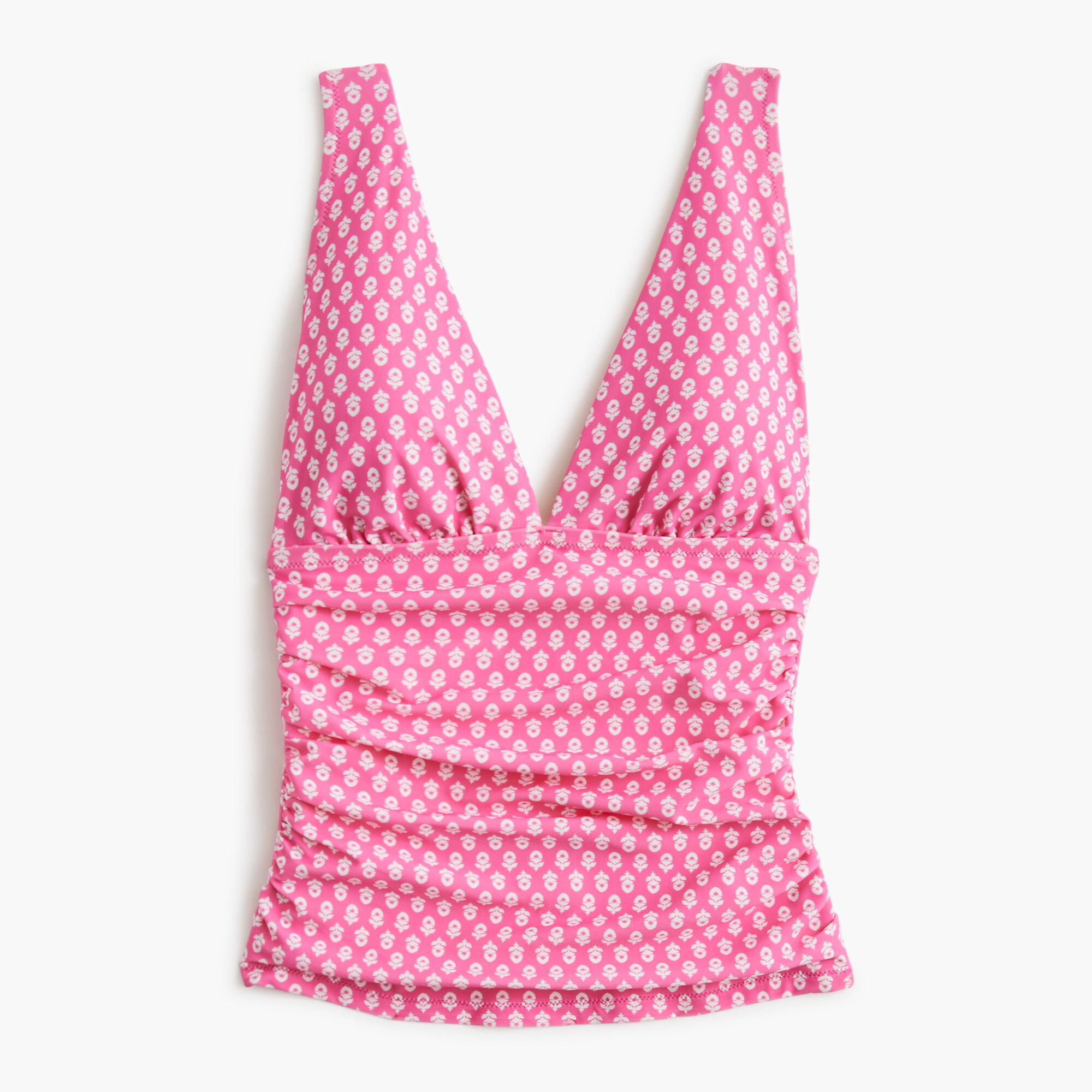  Ruched plunge floral-print tankini top