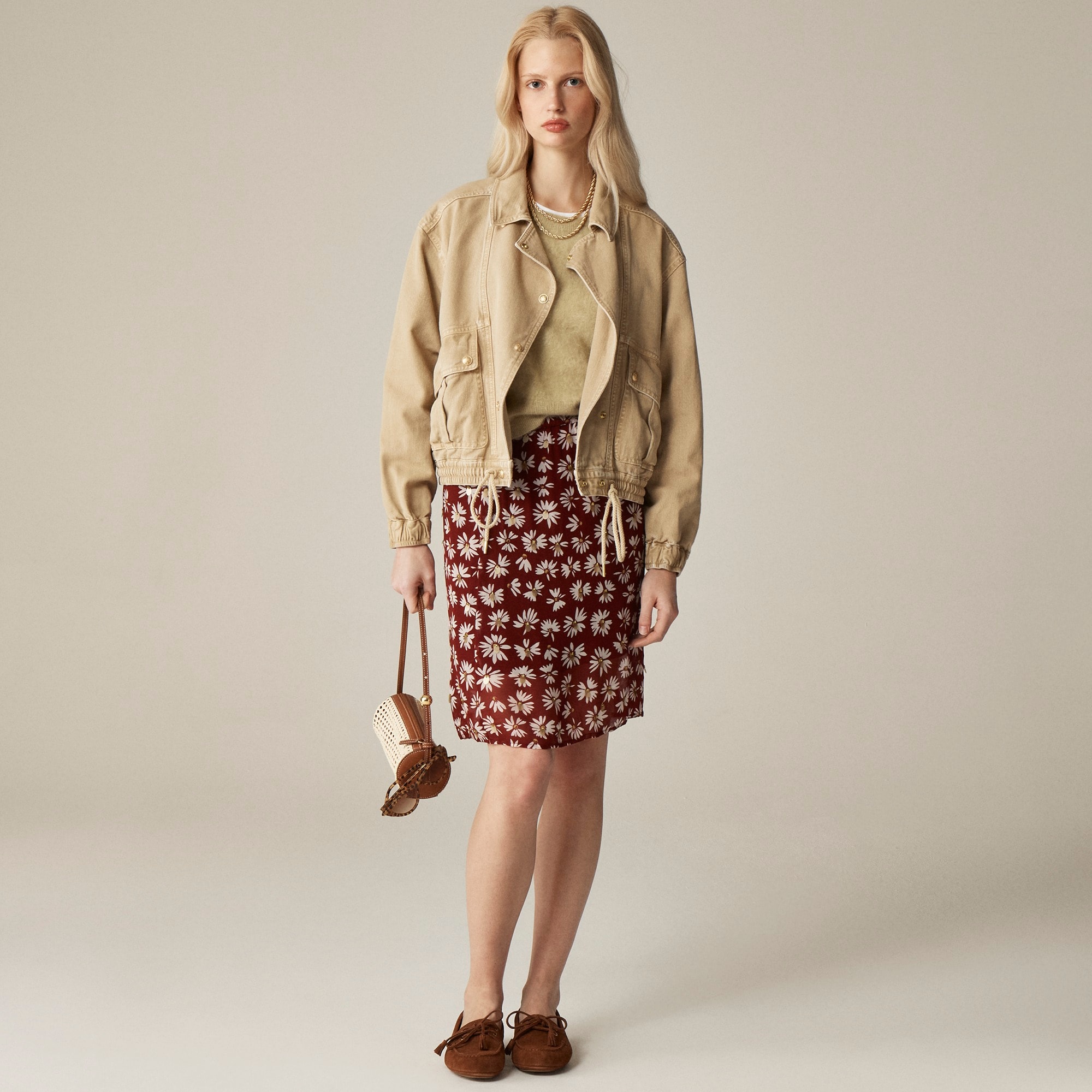 womens Garment-dyed flight jacket in durable twill