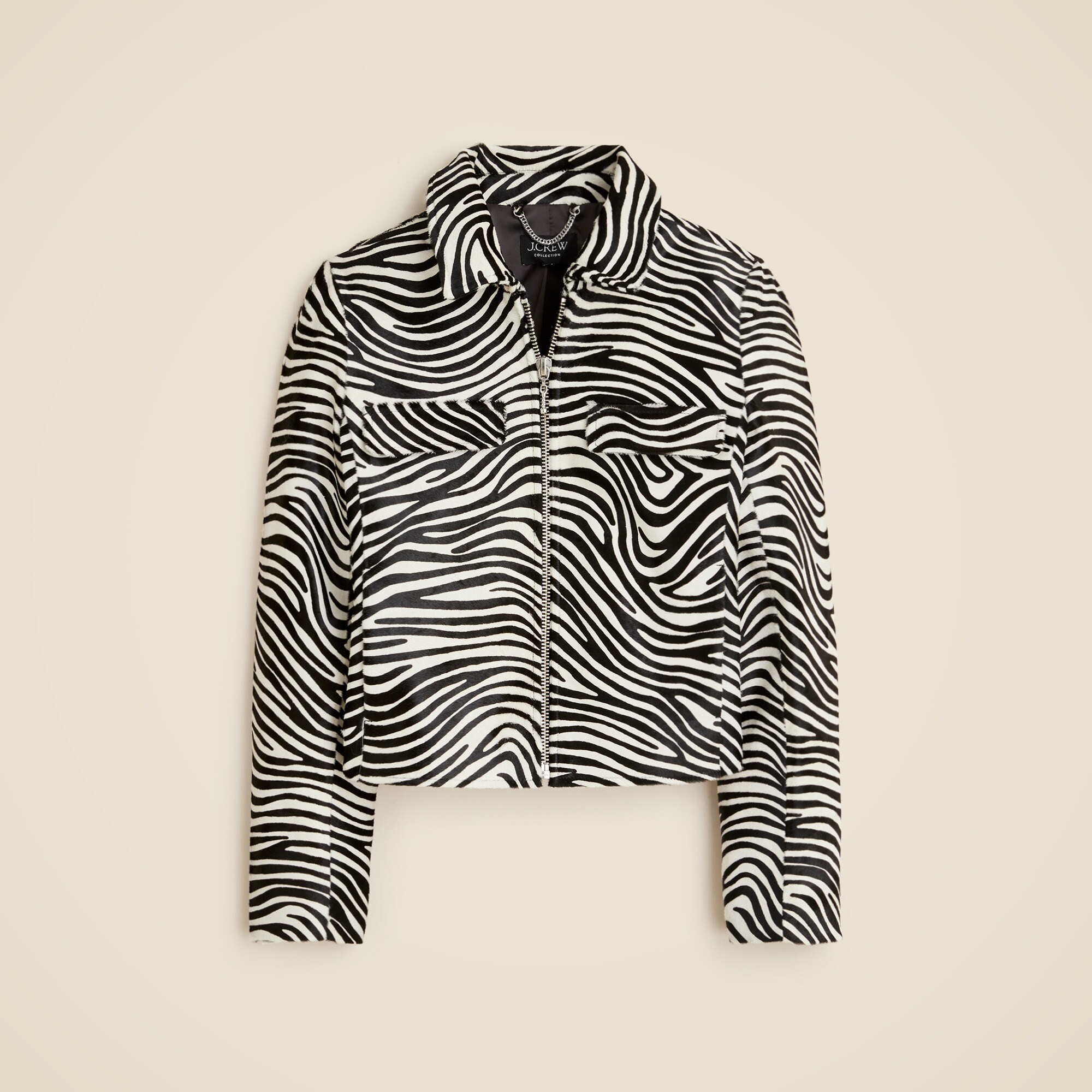 Collection calf hair jacket in zebra print