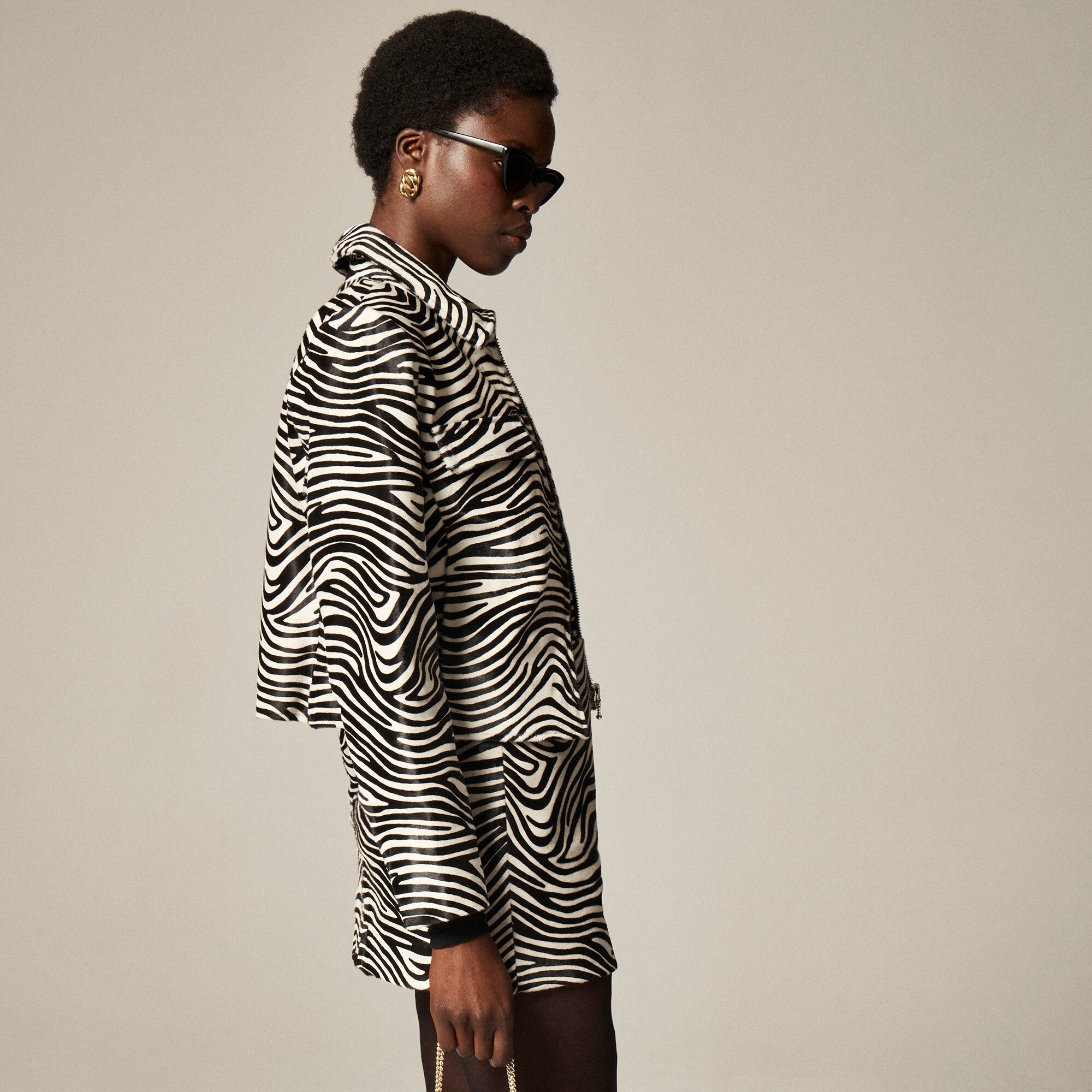 Collection calf hair jacket in zebra print