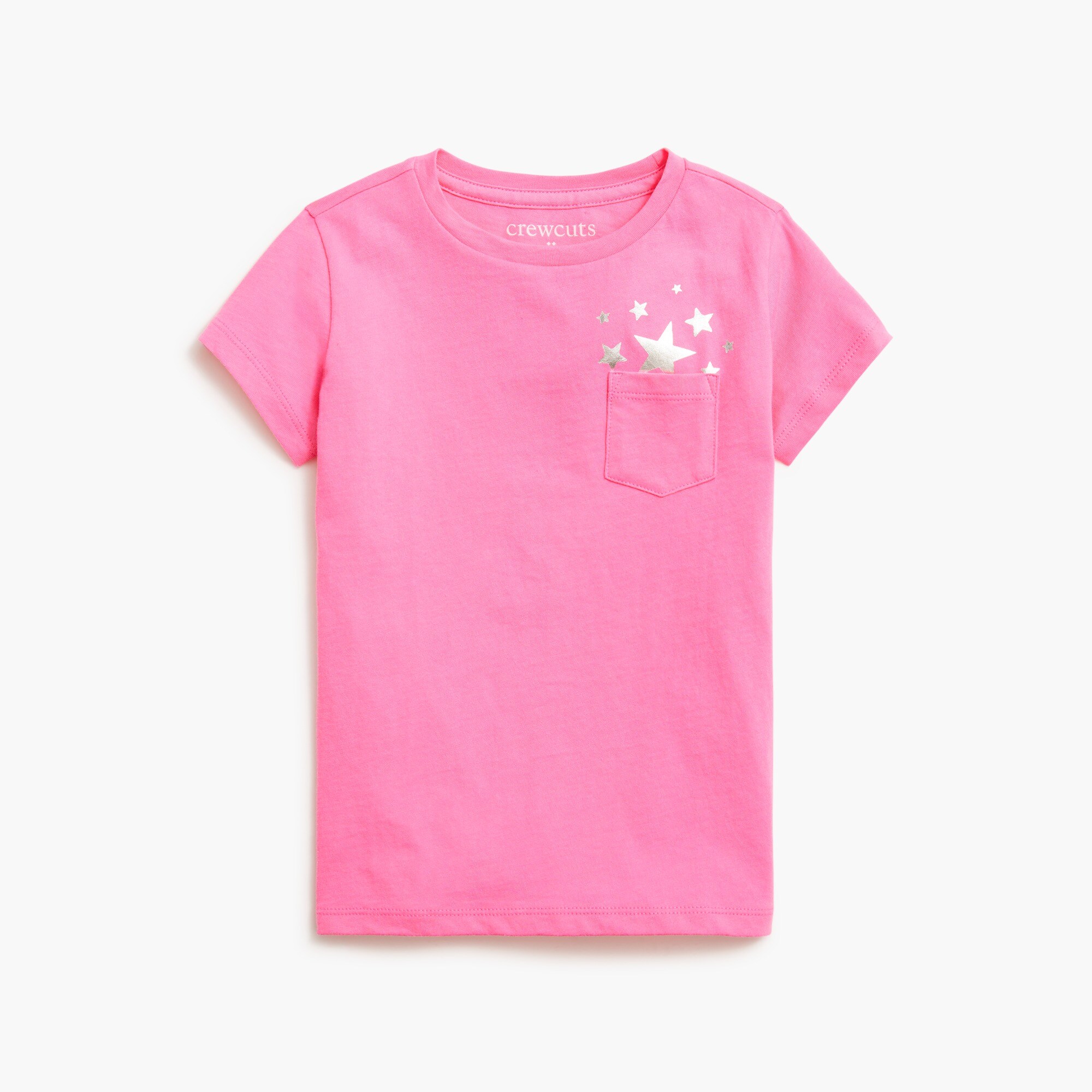 Girls' shiny stars pocket graphic tee