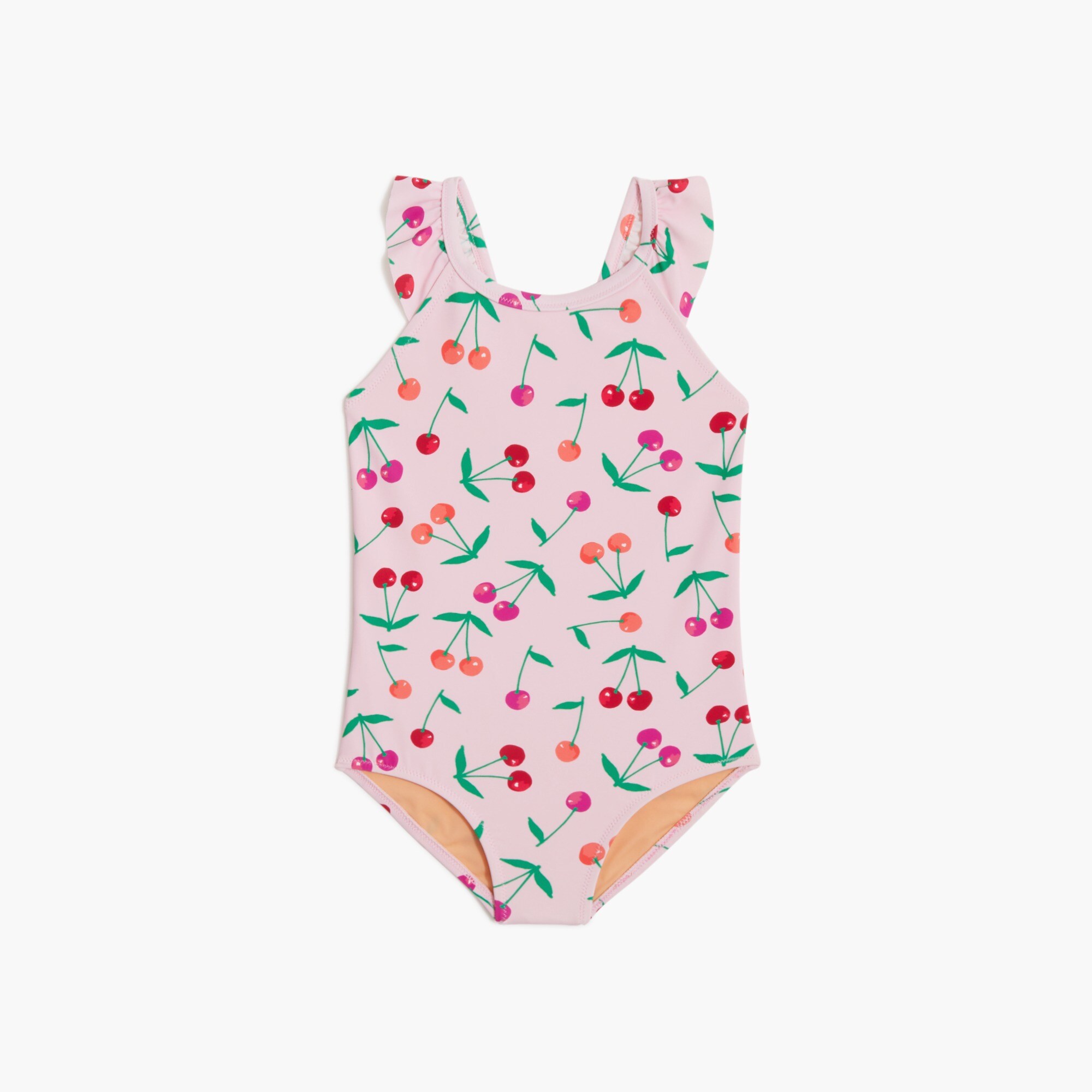 Girls' cherry ruffle-strap one-piece swimsuit