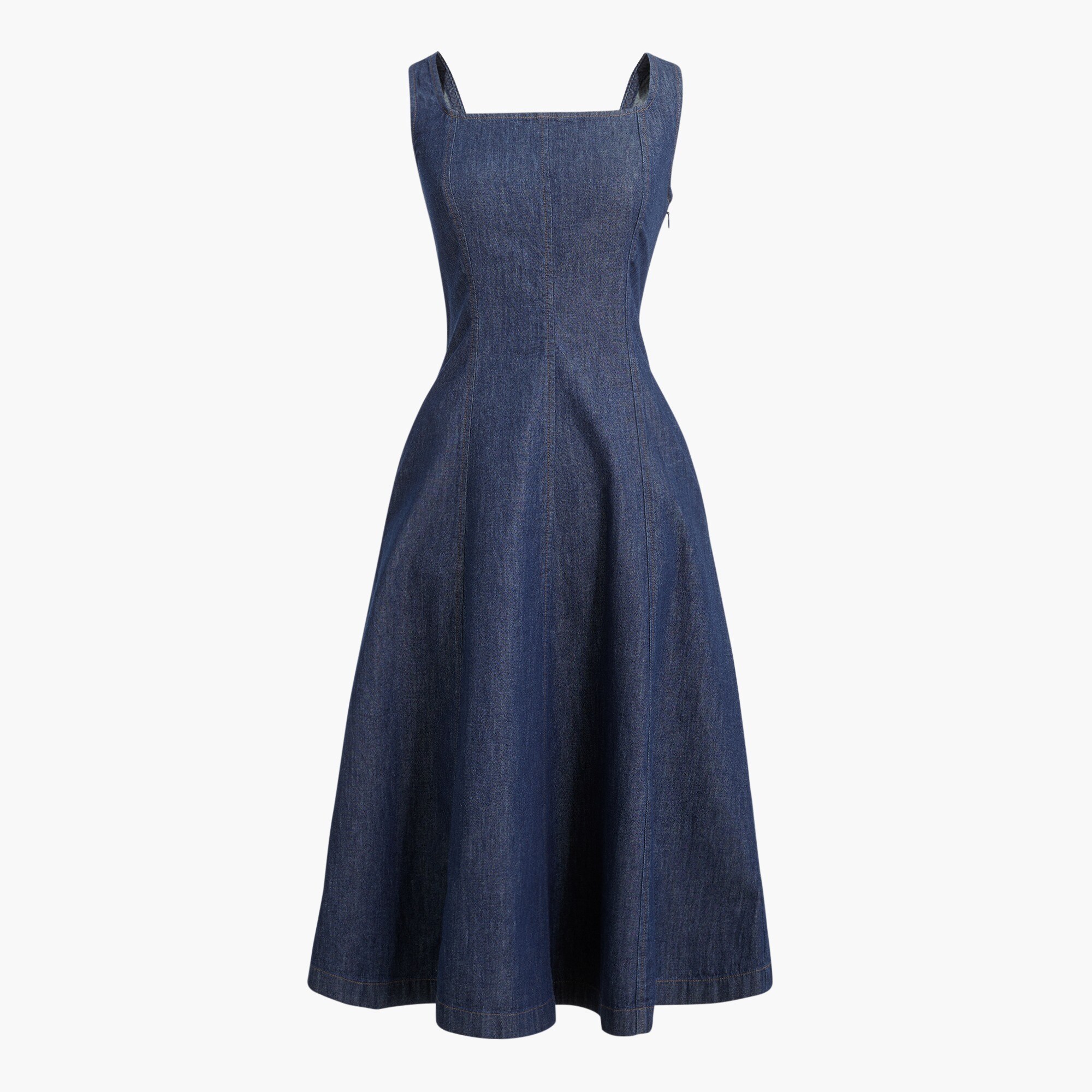 slim fit dress slacks Blue Smocked Chambray Tie Back Cutout Midi Dress main image 1