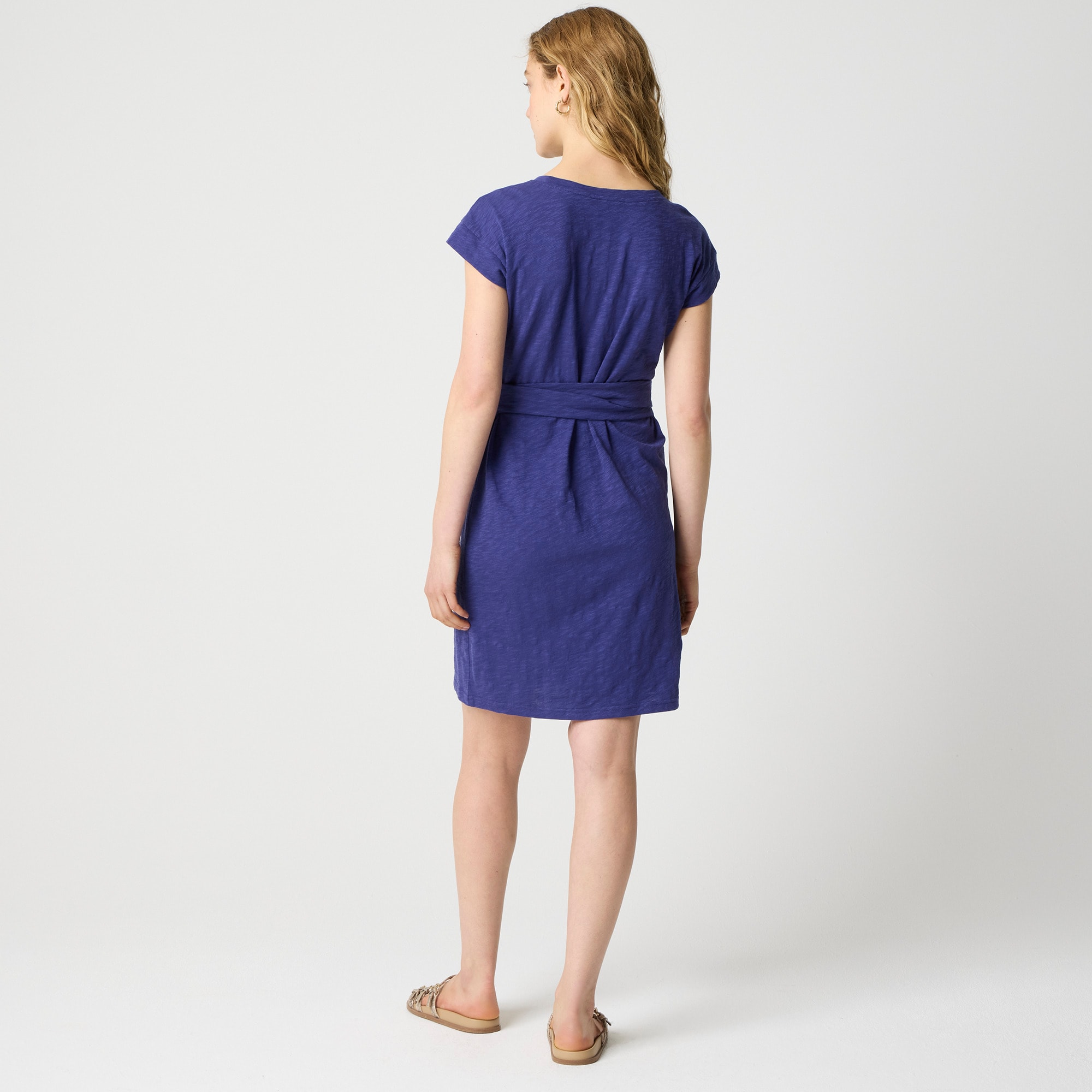 Knit tie-waist mini dress