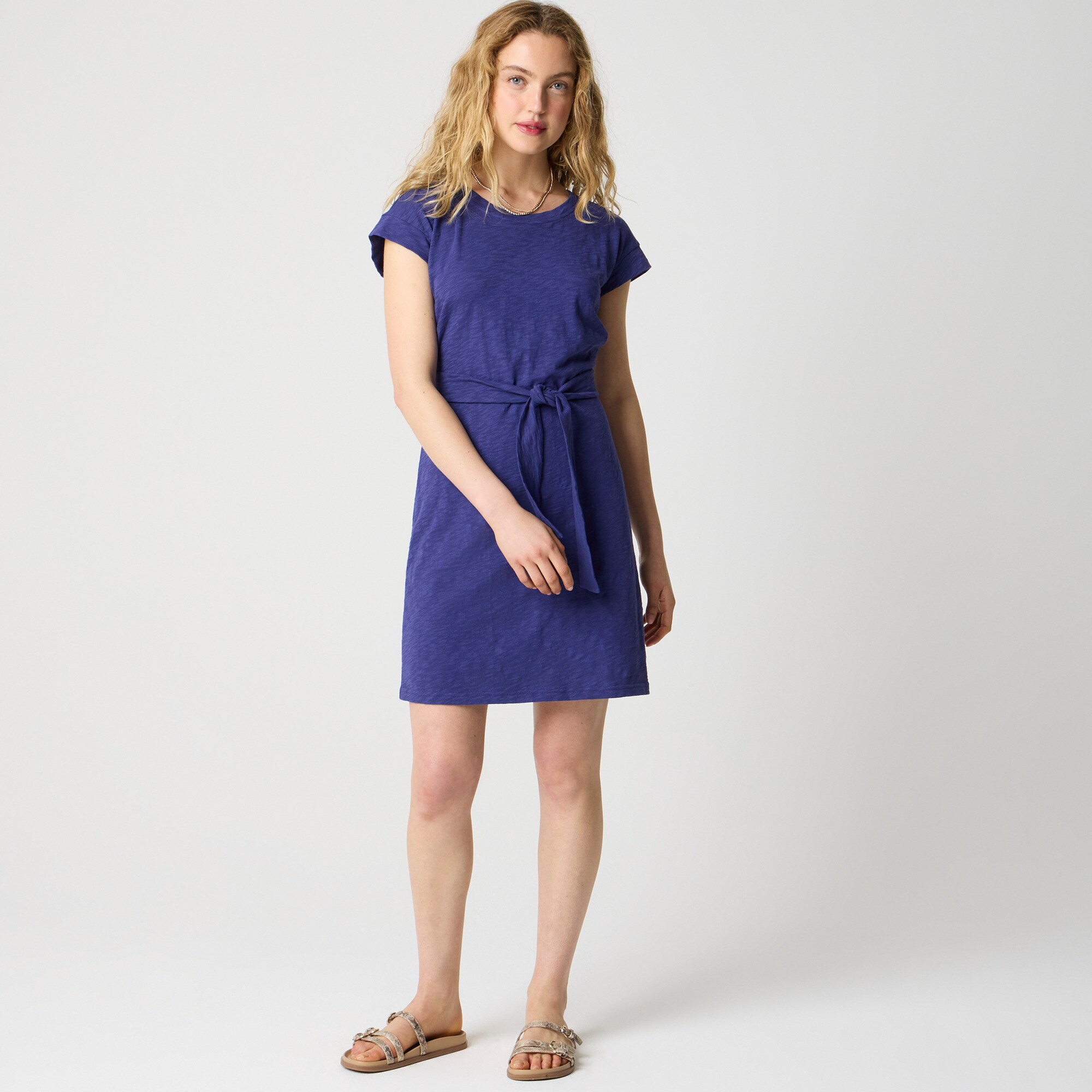  Knit tie-waist mini dress