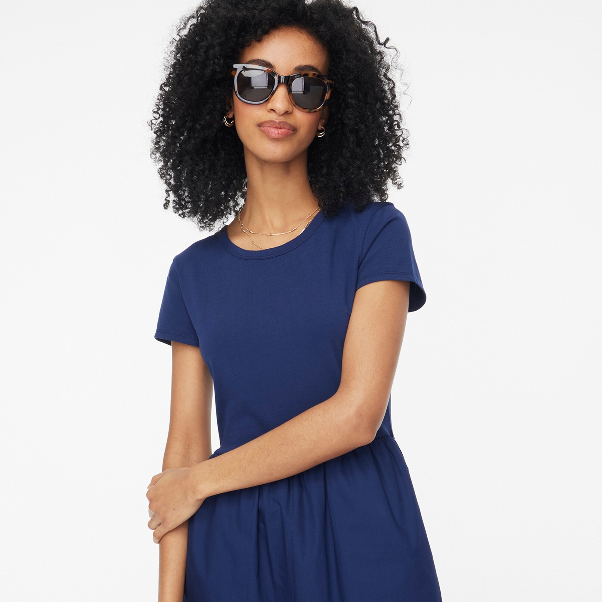 Short-sleeve knit mixy dress