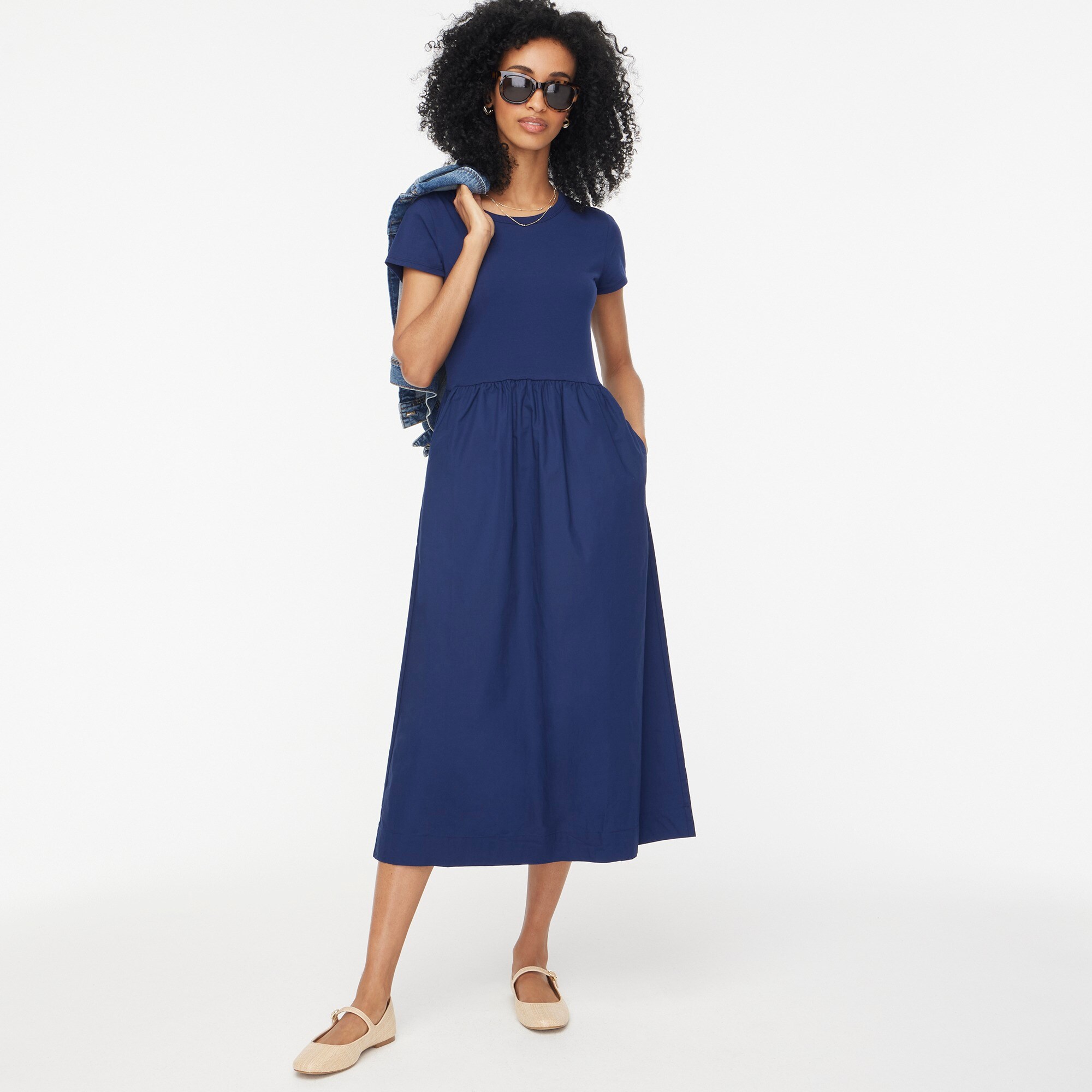 Short-sleeve knit mixy dress