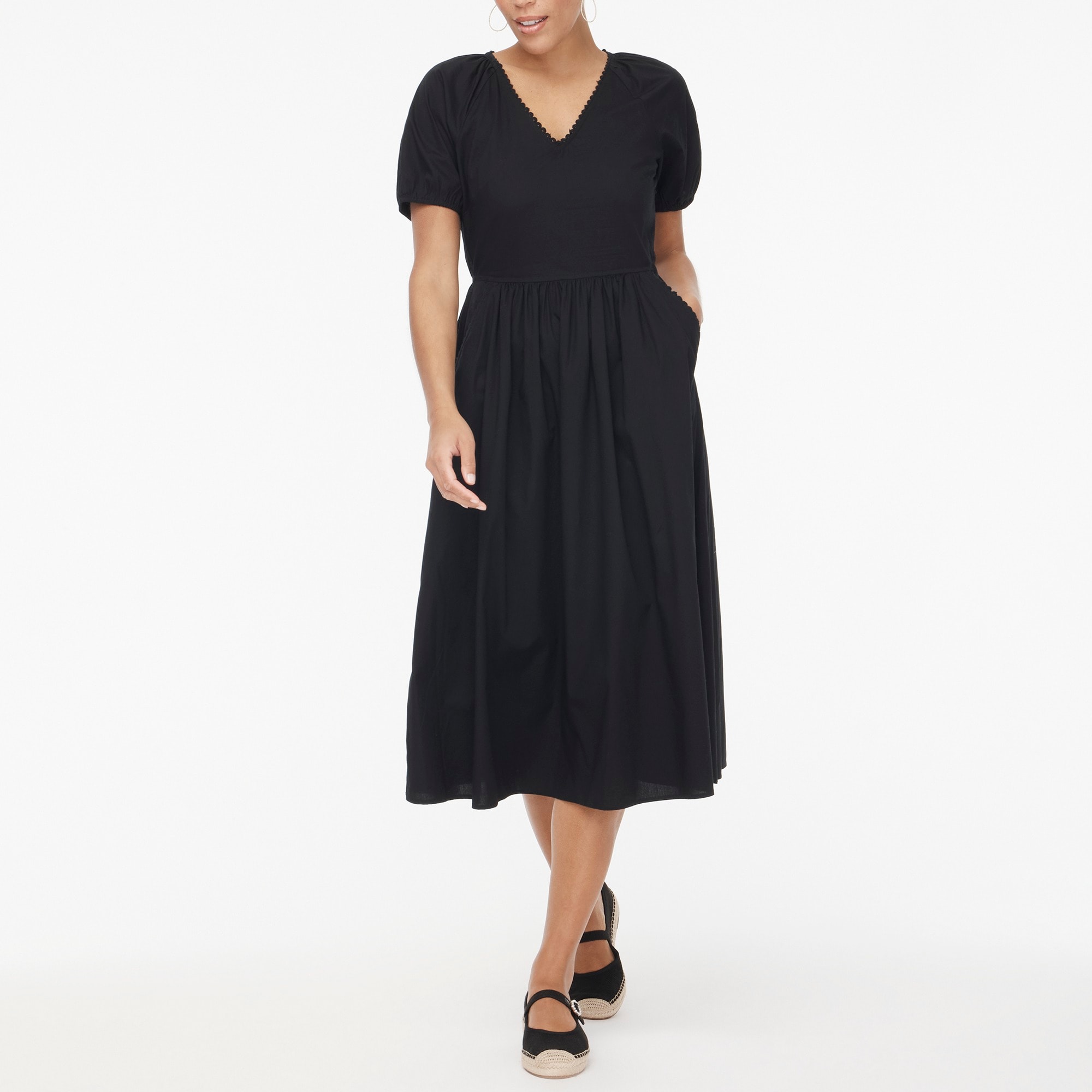 Lace-trim midi dress
