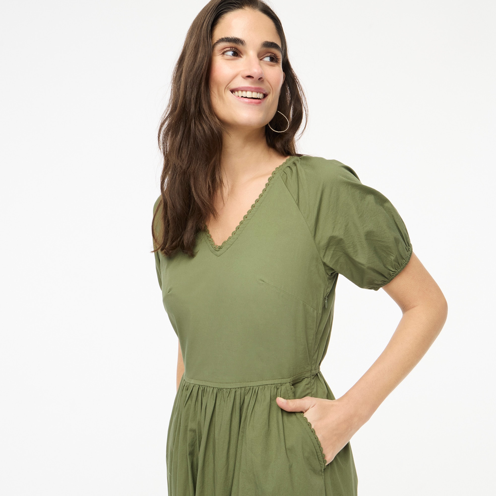 Lace-trim midi dress