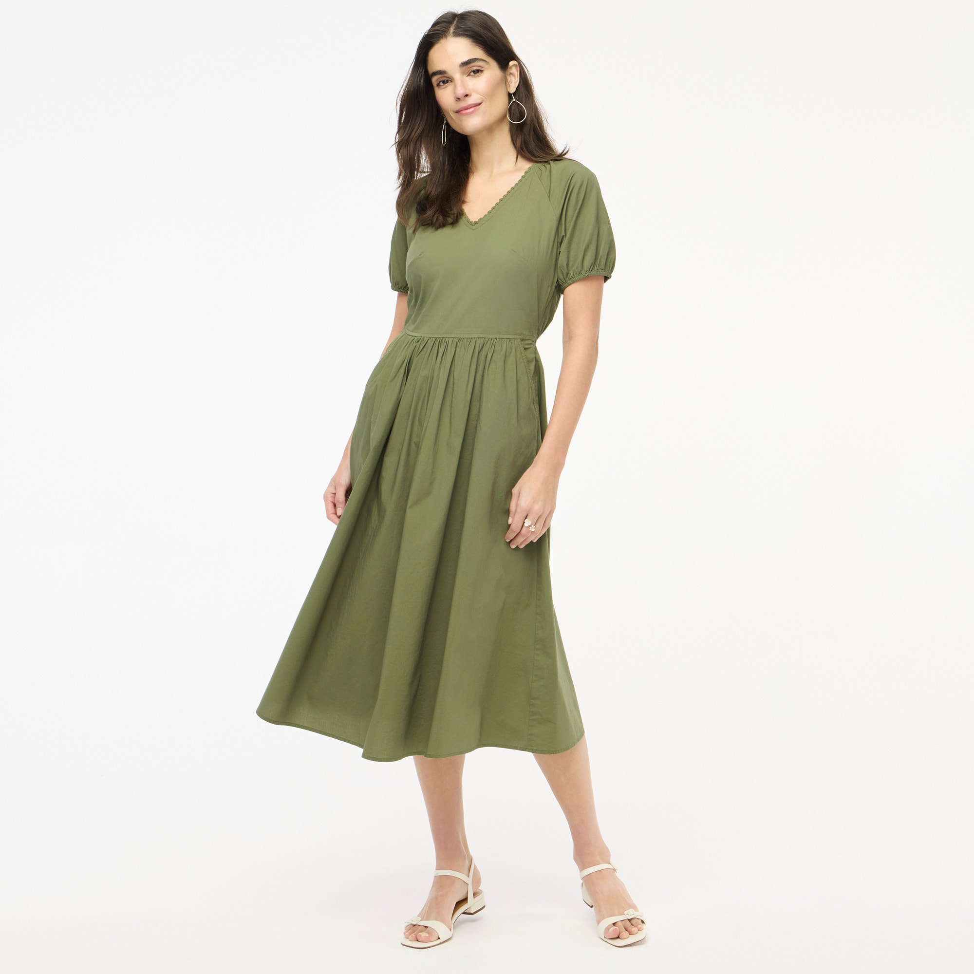 Lace-trim midi dress
