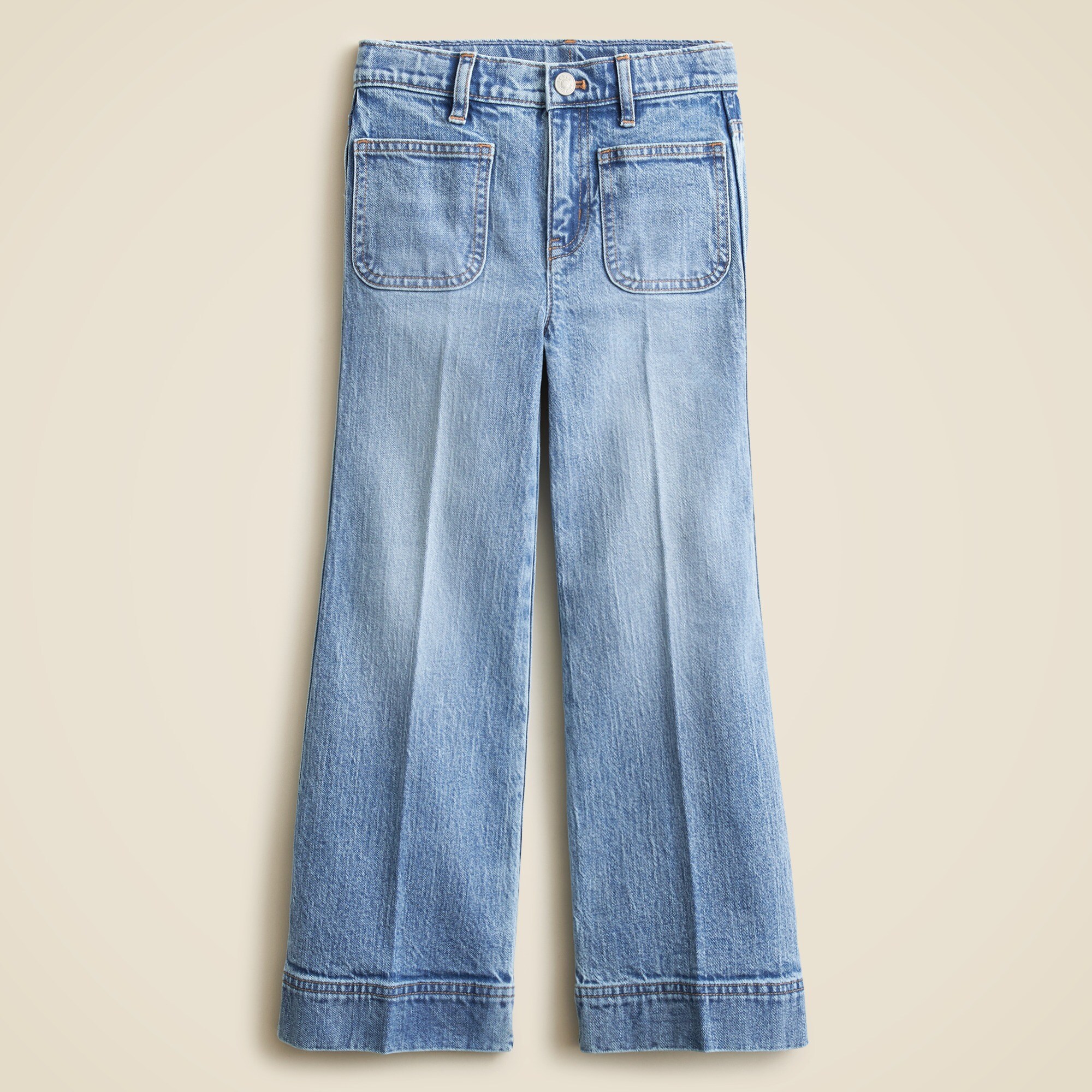 Girls' Sailor stretch denim trouser in light wash