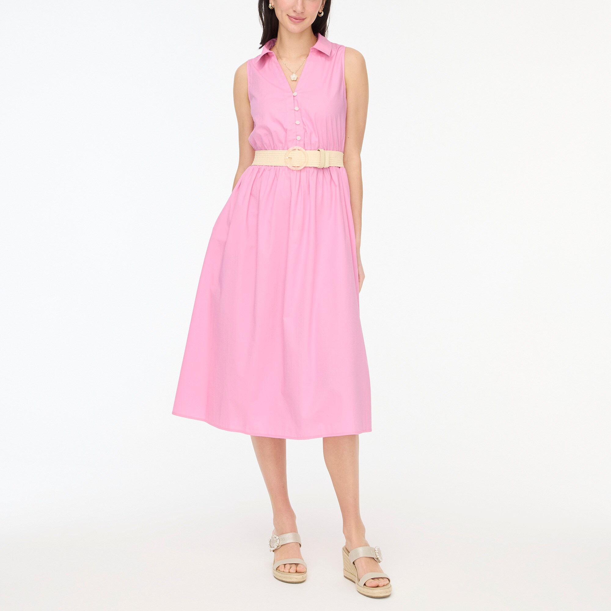 Sleeveless collared midi dress