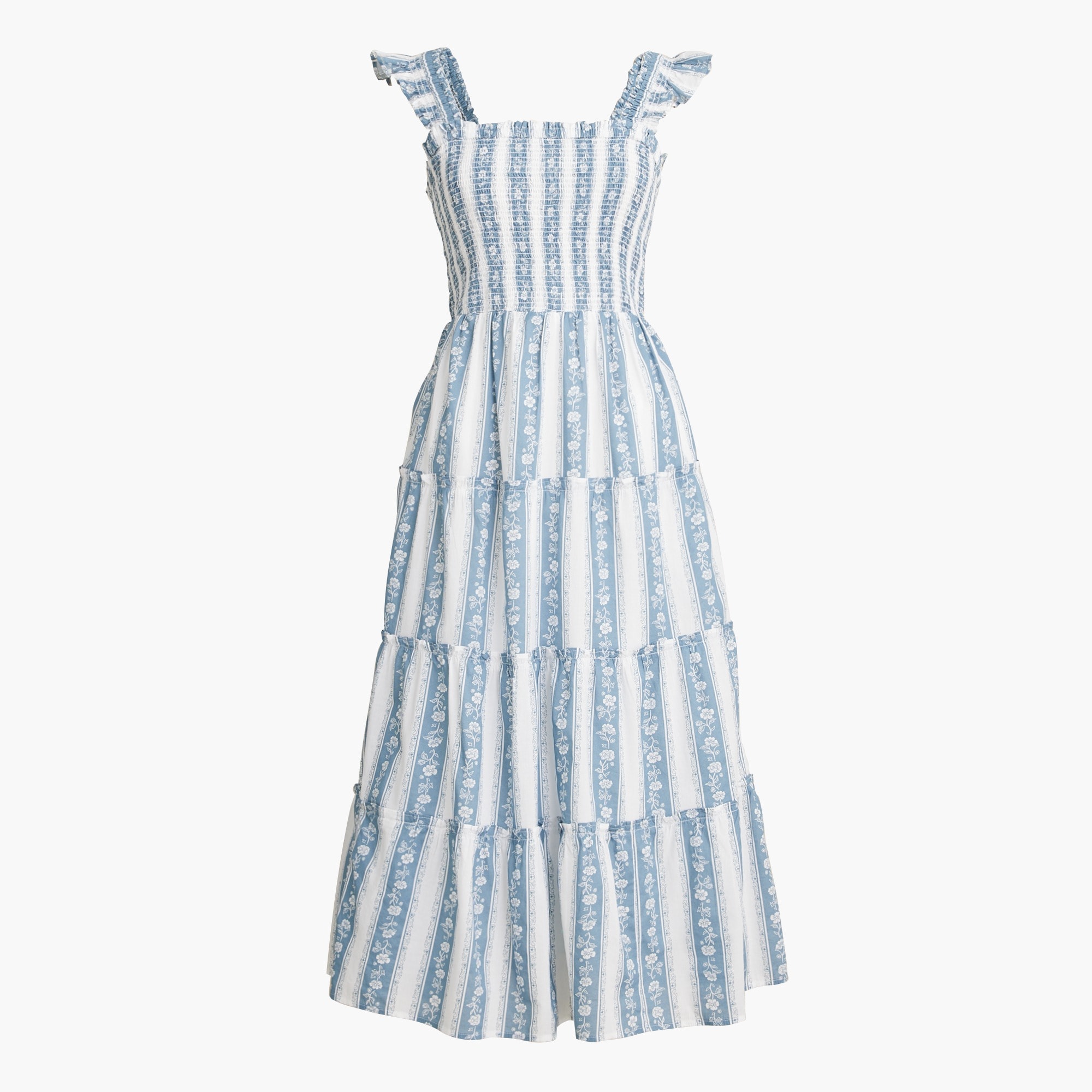 Printed smocked midi dress