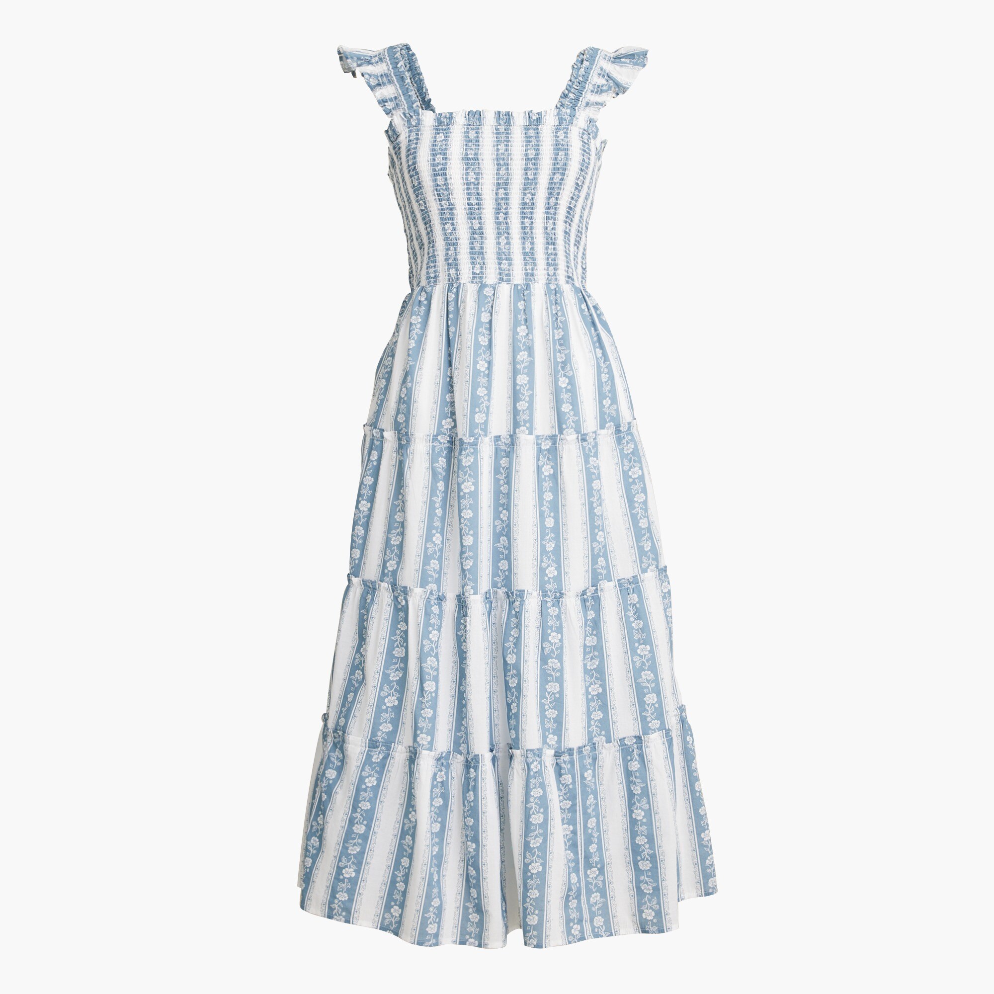 printed smocked midi dress for women