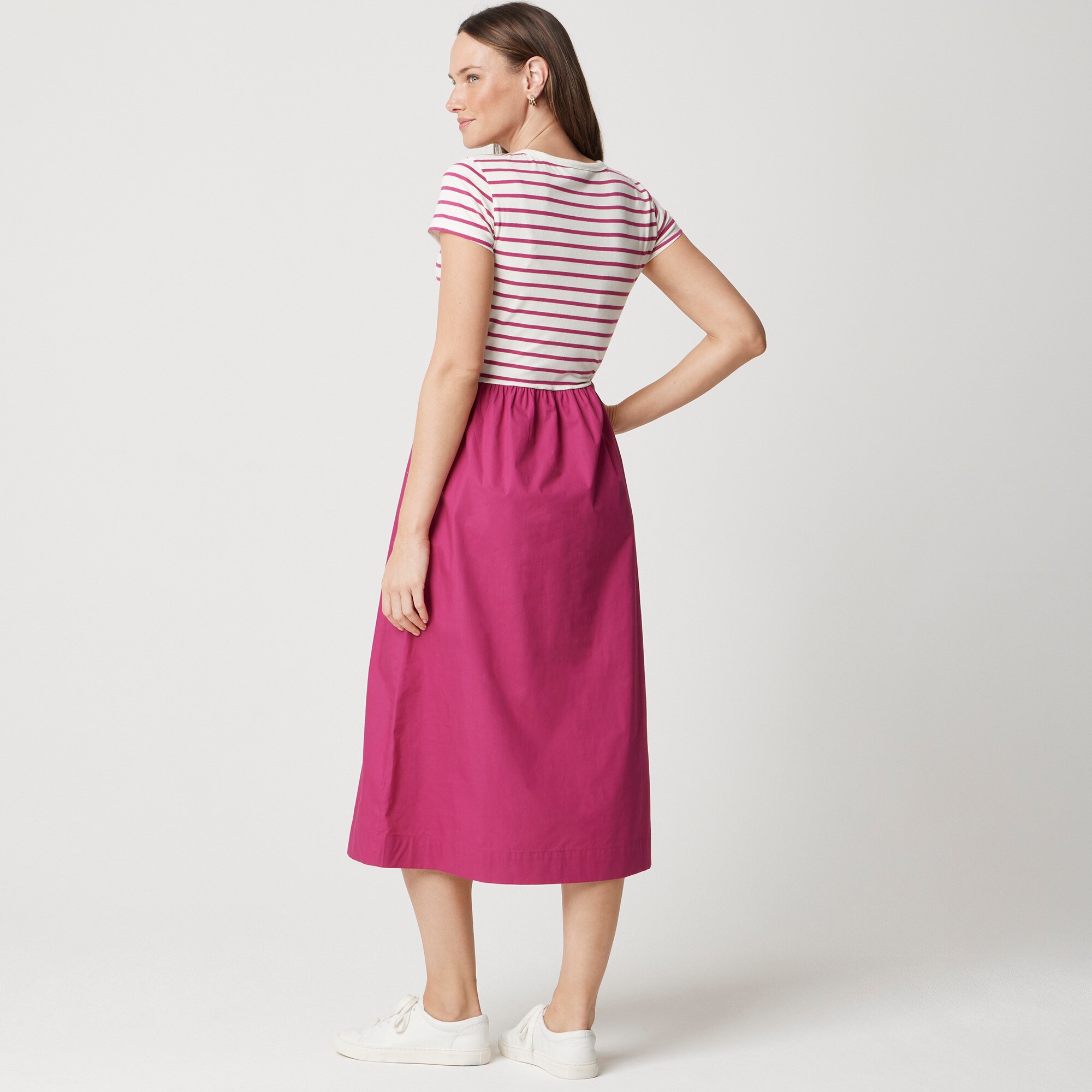 Striped short-sleeve knit mixy dress
