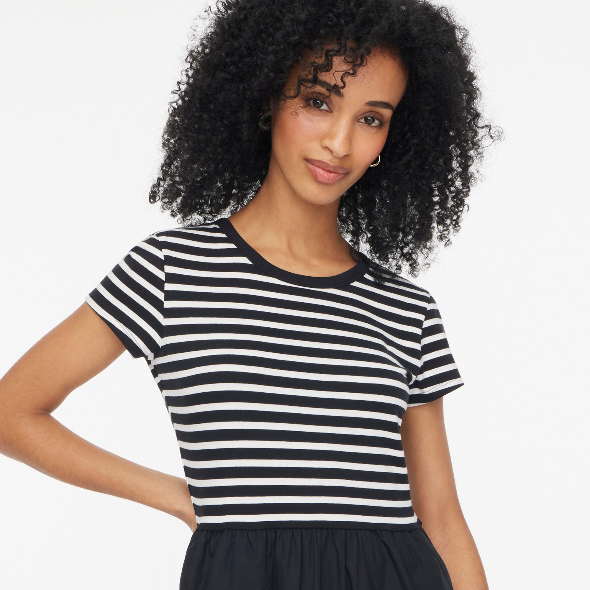 Striped short-sleeve knit mixy dress