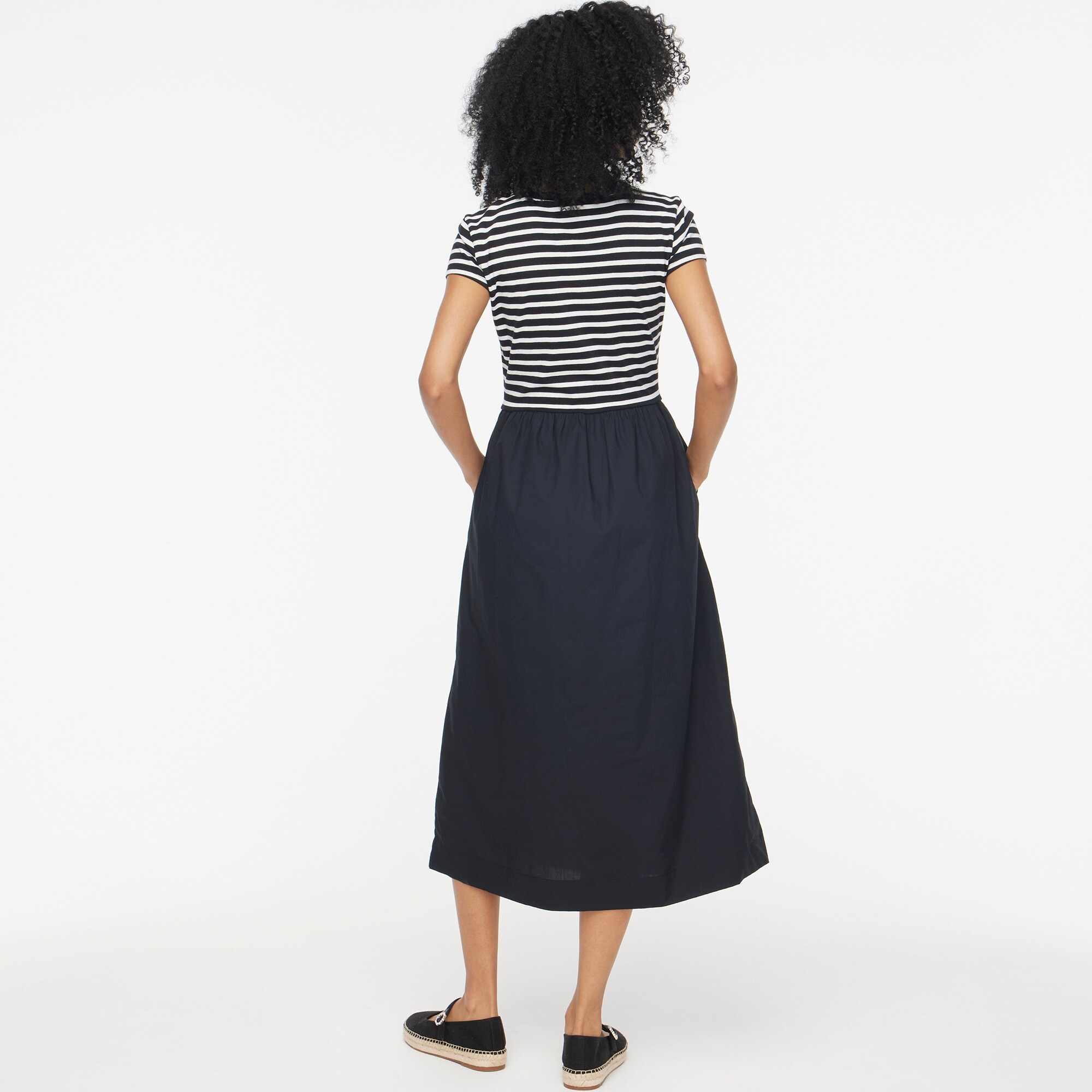 Striped short-sleeve knit mixy dress