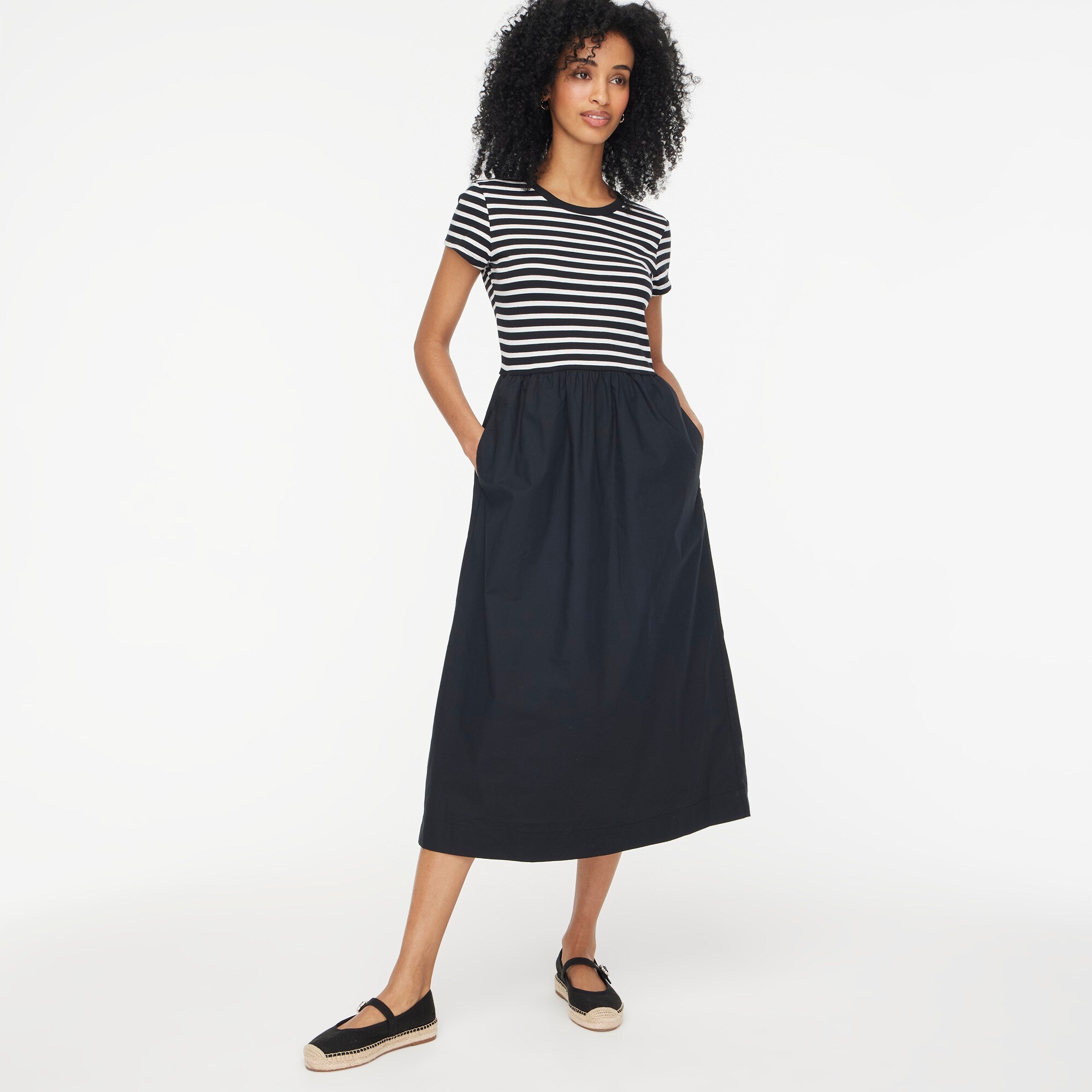 Striped short-sleeve knit mixy dress