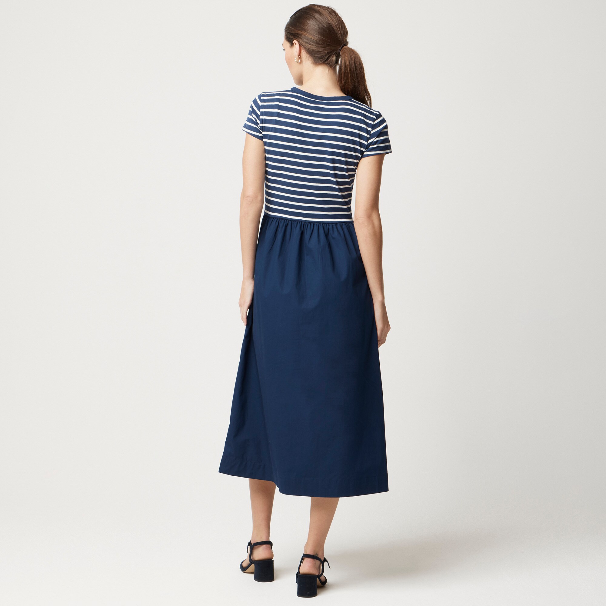Striped short-sleeve knit mixy dress