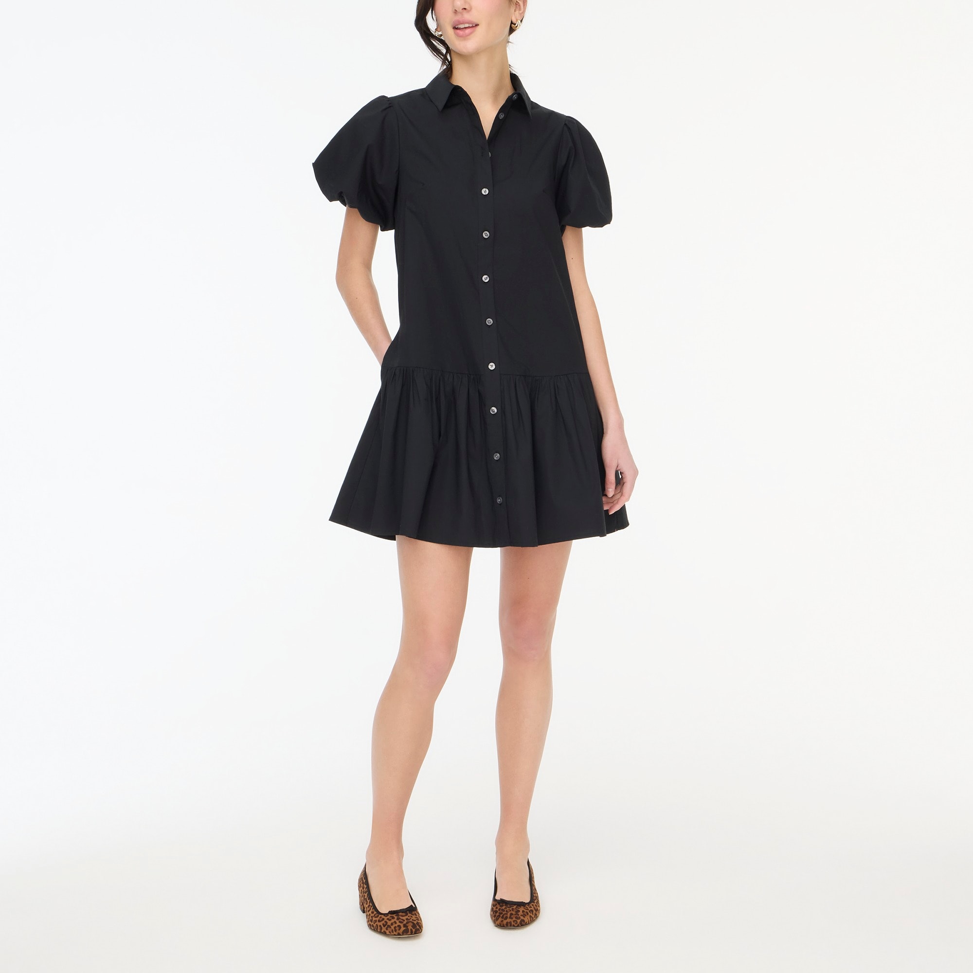 Bubble-sleeve shirtdress