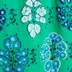 Printed ruffleneck puff-sleeve midi dress DUBLIN GREEN MULTI