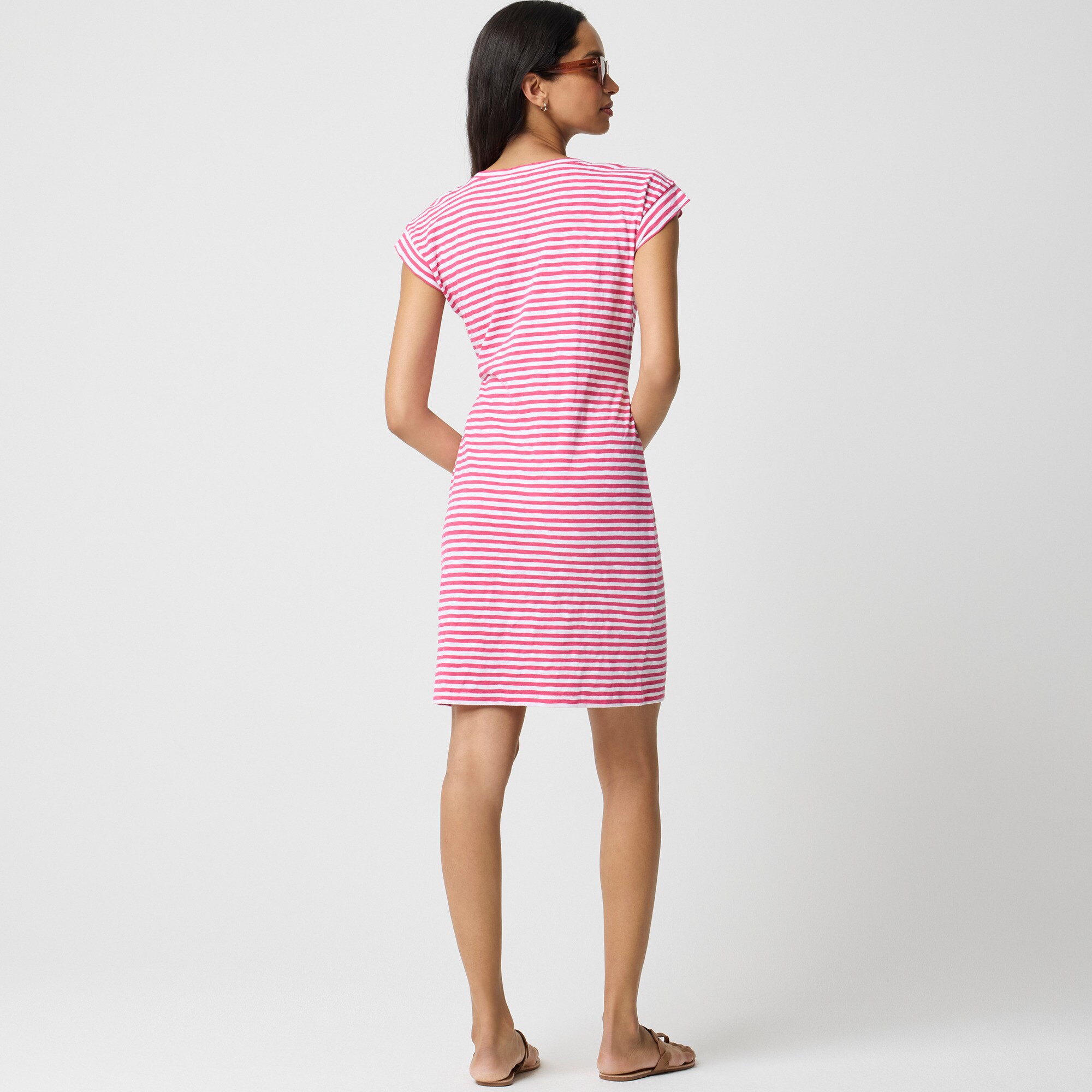 Striped tie-waist mini dress