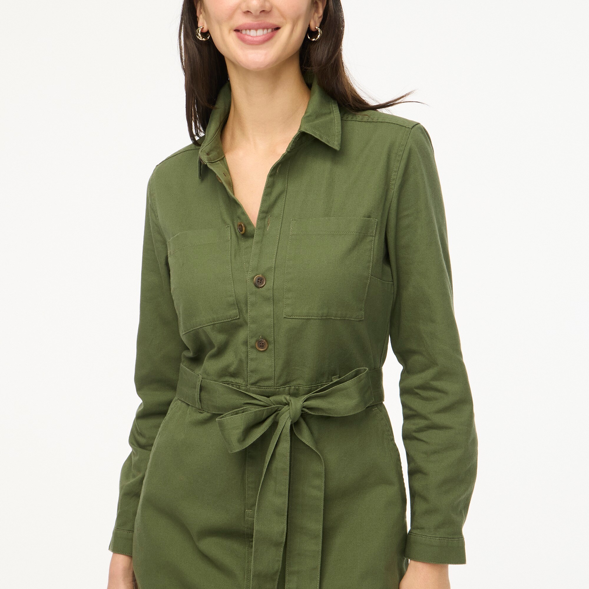Long-sleeve utility shirtdress