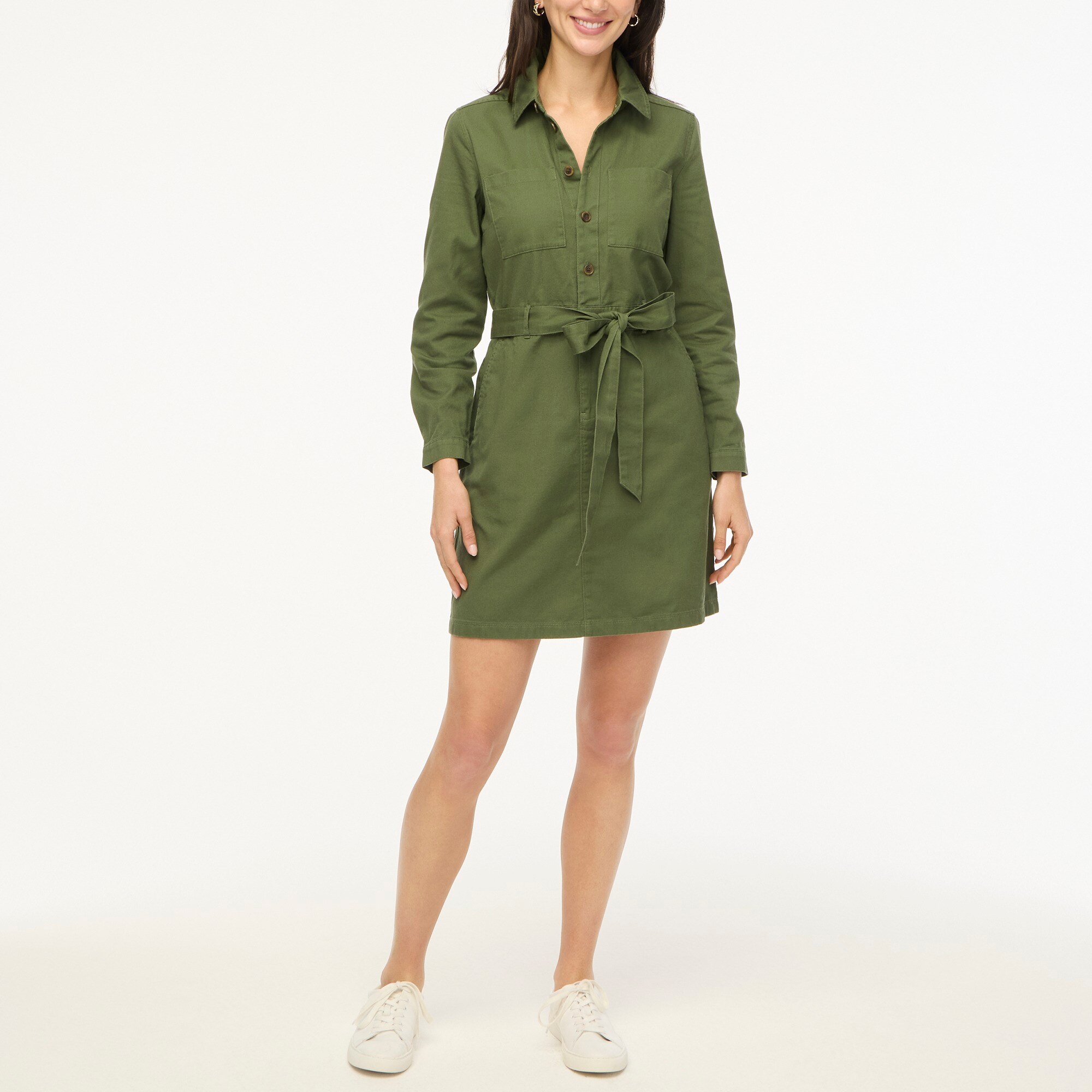 factory: long-sleeve utility shirtdress for women