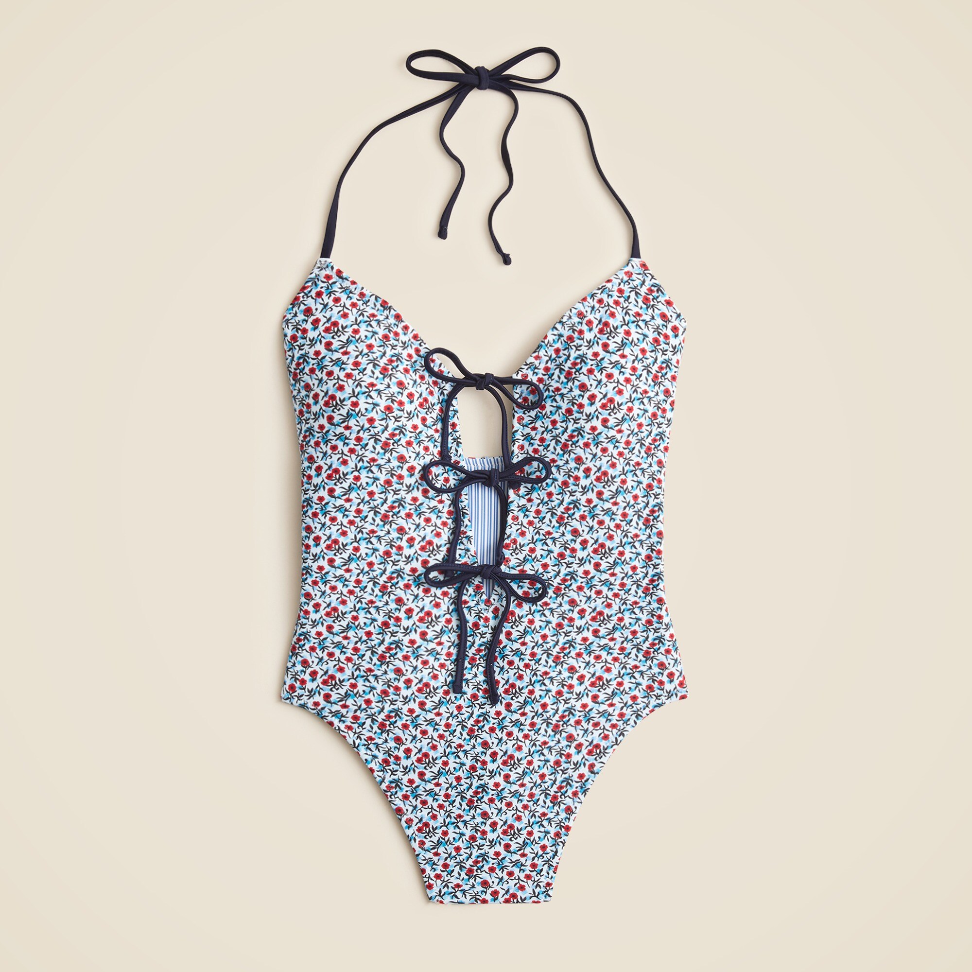 Tie-front halter one-piece