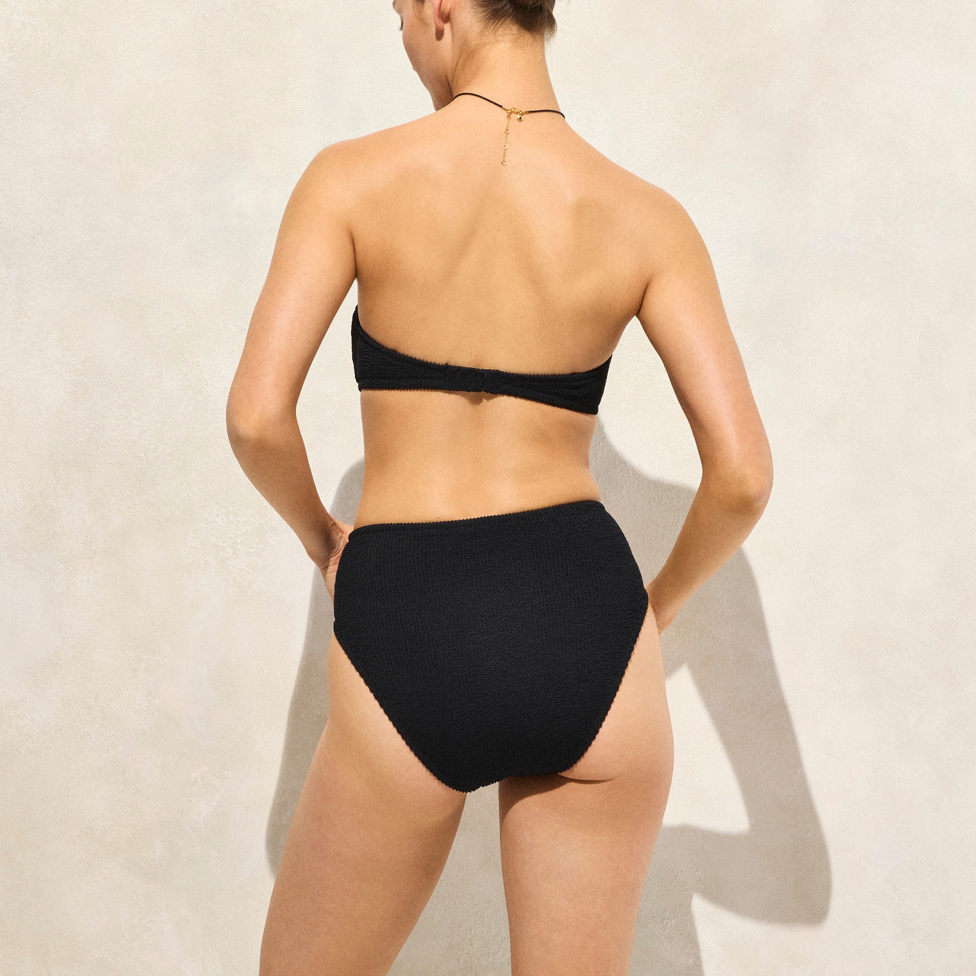 Bandeau scrunchie bikini top with O-ring