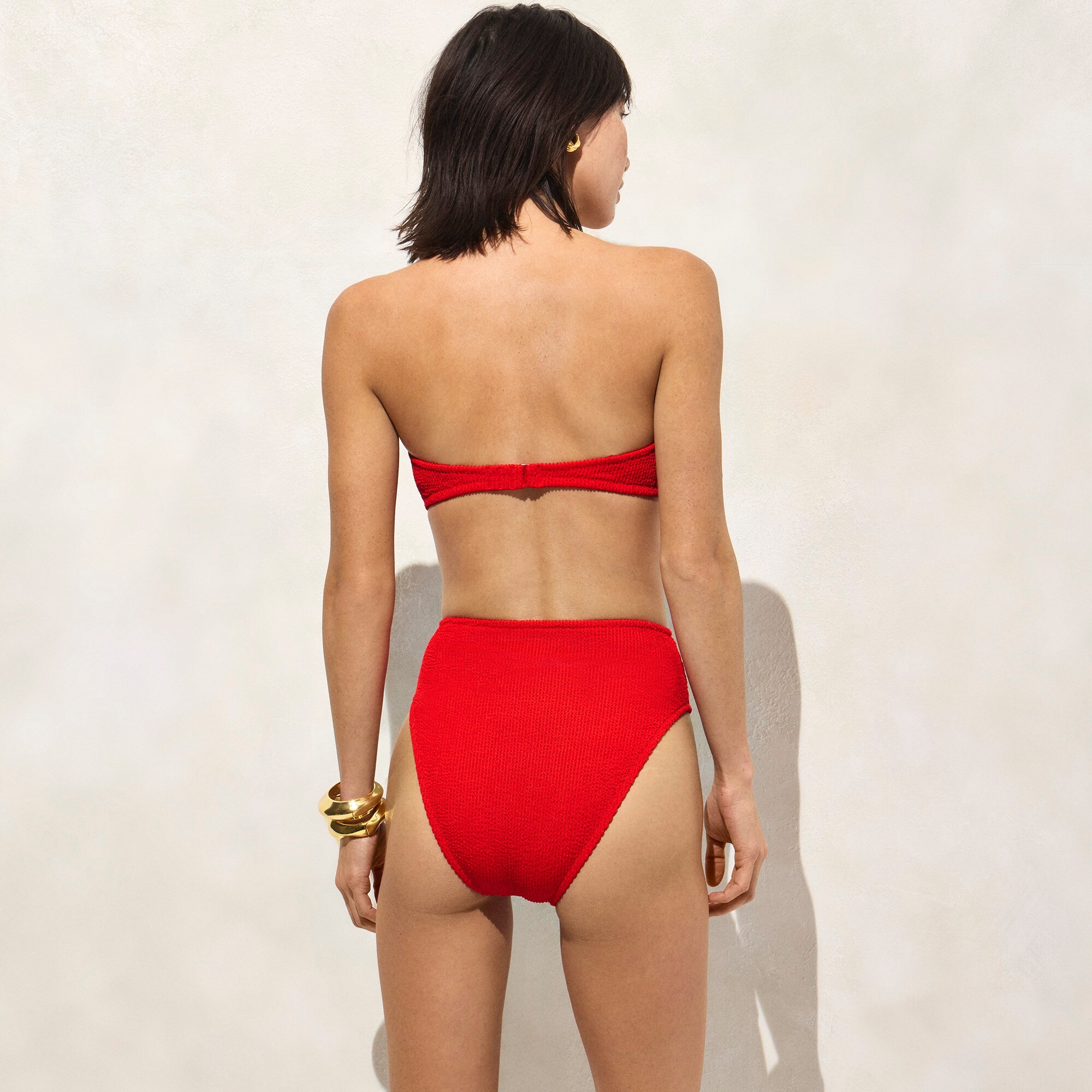 Bandeau scrunchie bikini top with O-ring