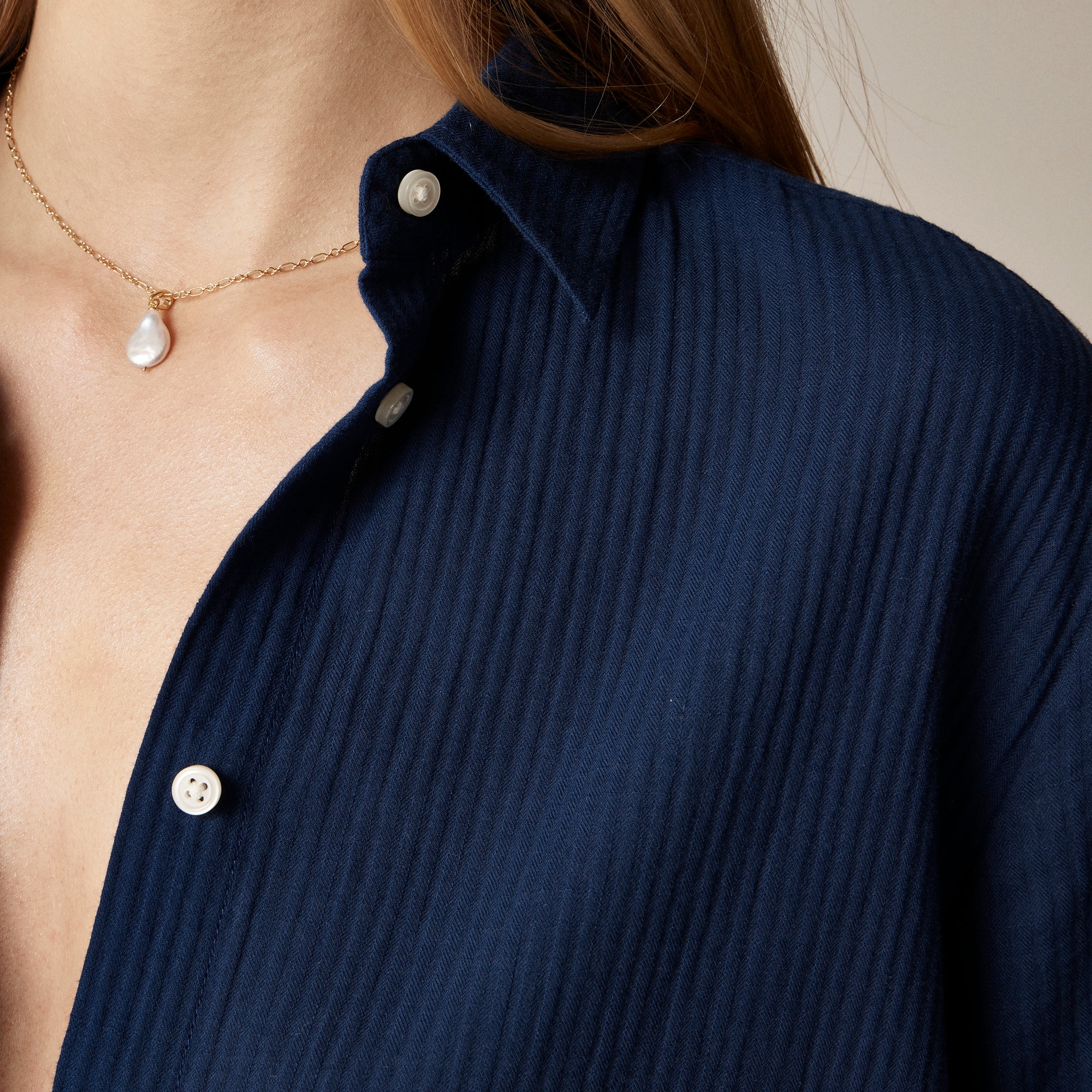 Airy gauze button-up shirt