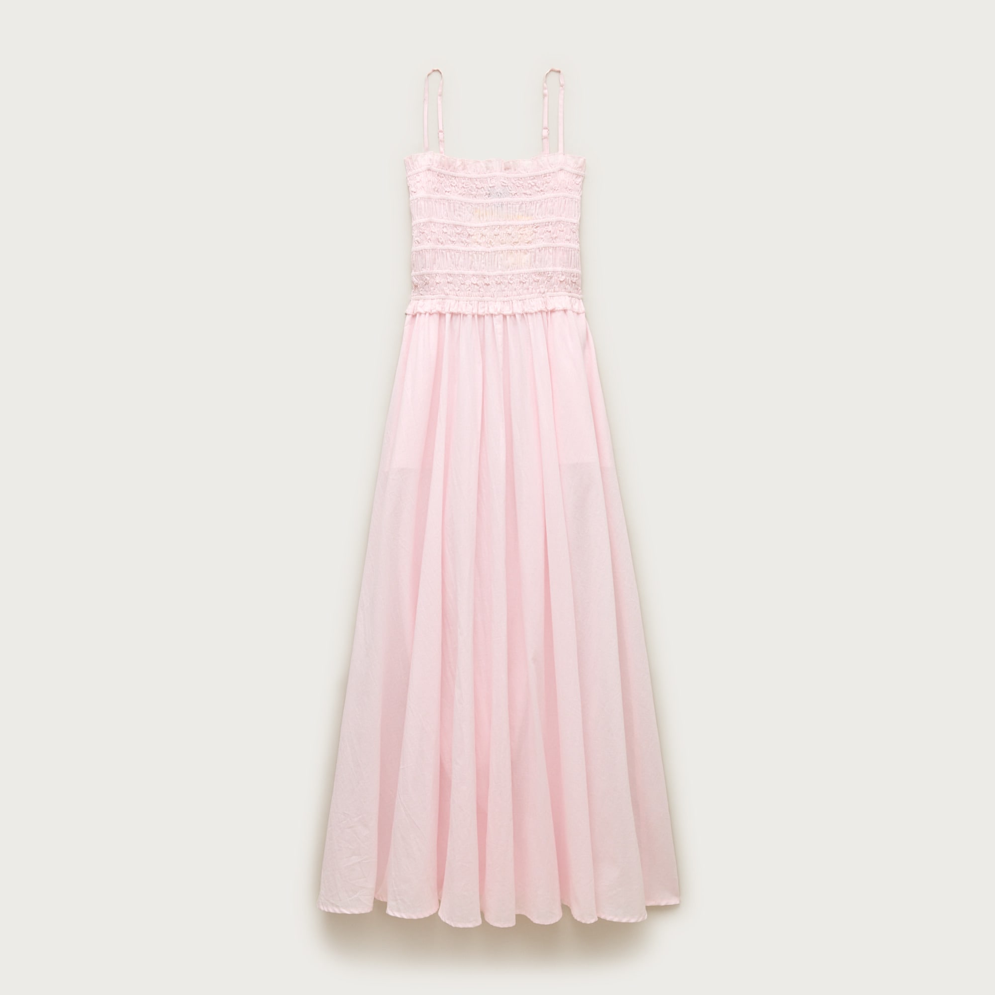 Smocked maxi dress in cotton voile