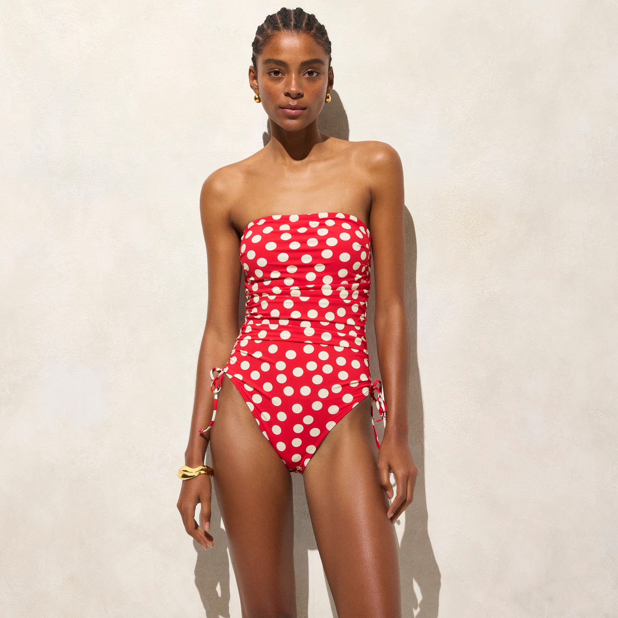 womens Gemma ruched bandeau one-piece with side ties
