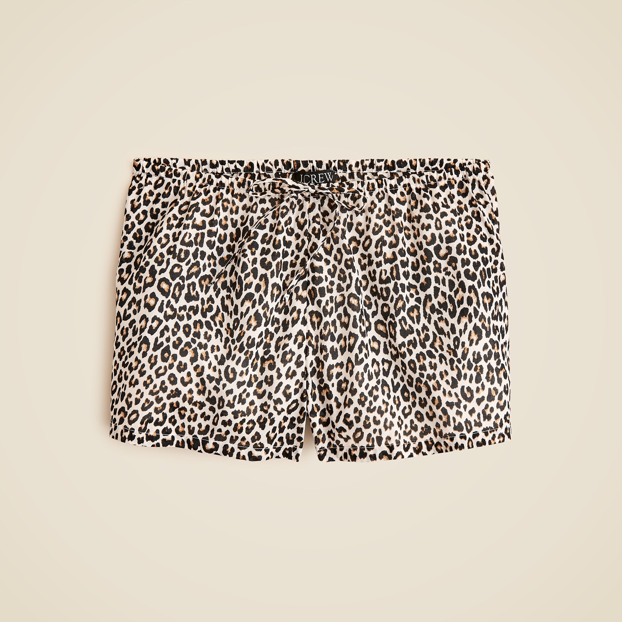 Cotton voile beach short in leopard print