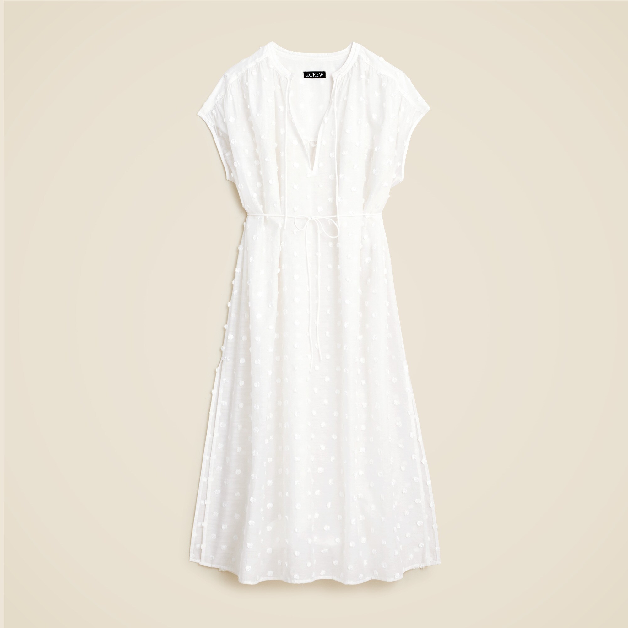 Tunic midi dress with pom-poms