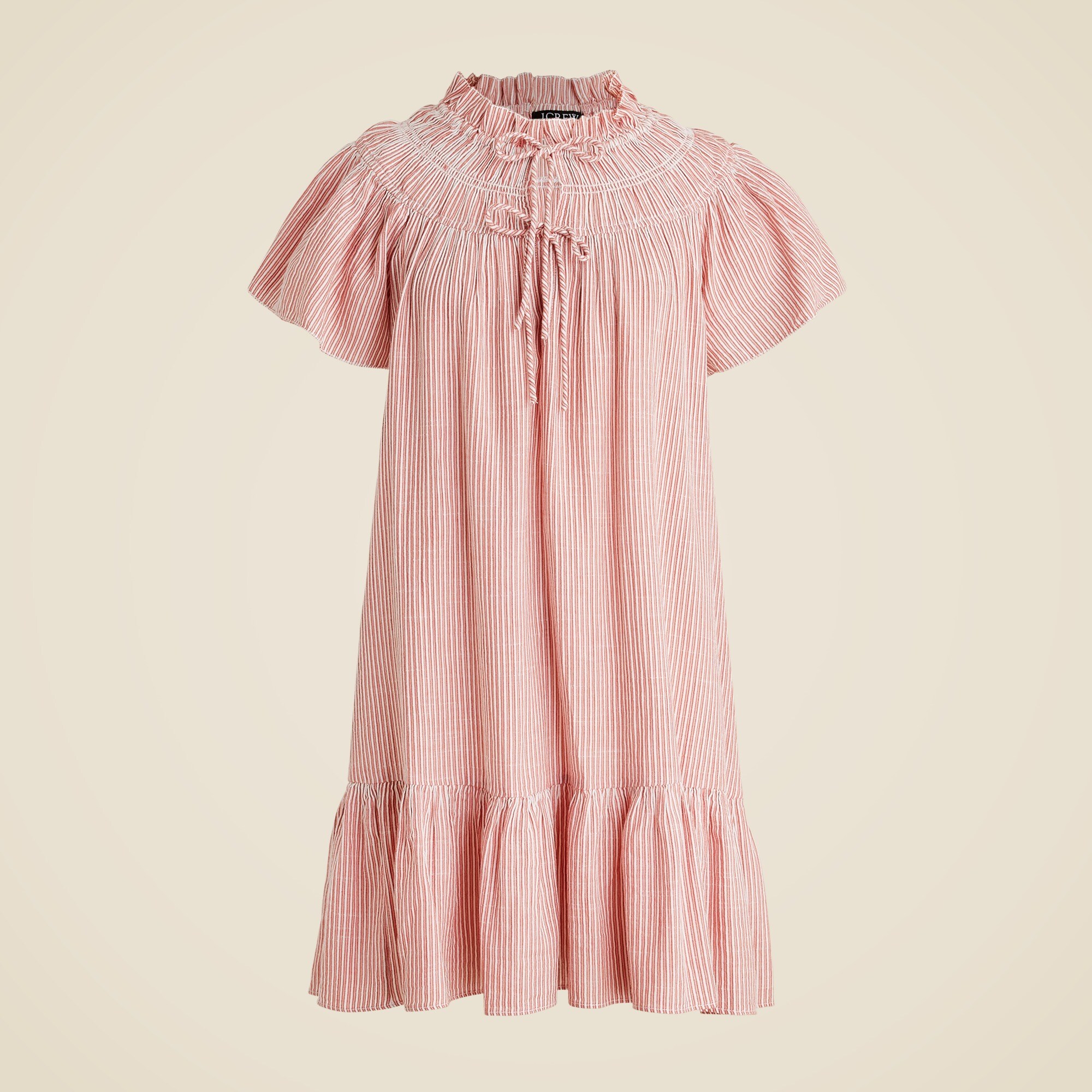 Airy gauze babydoll dress in stripe