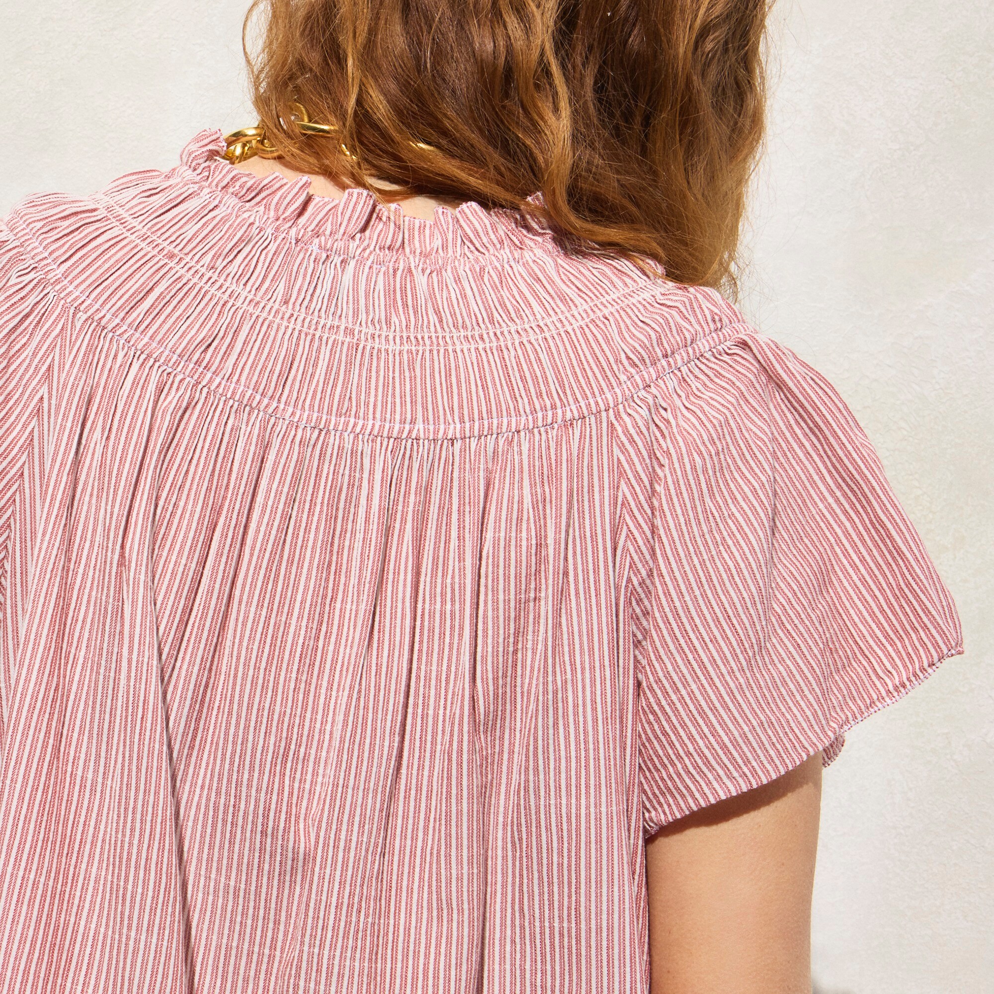 Airy gauze babydoll dress in stripe