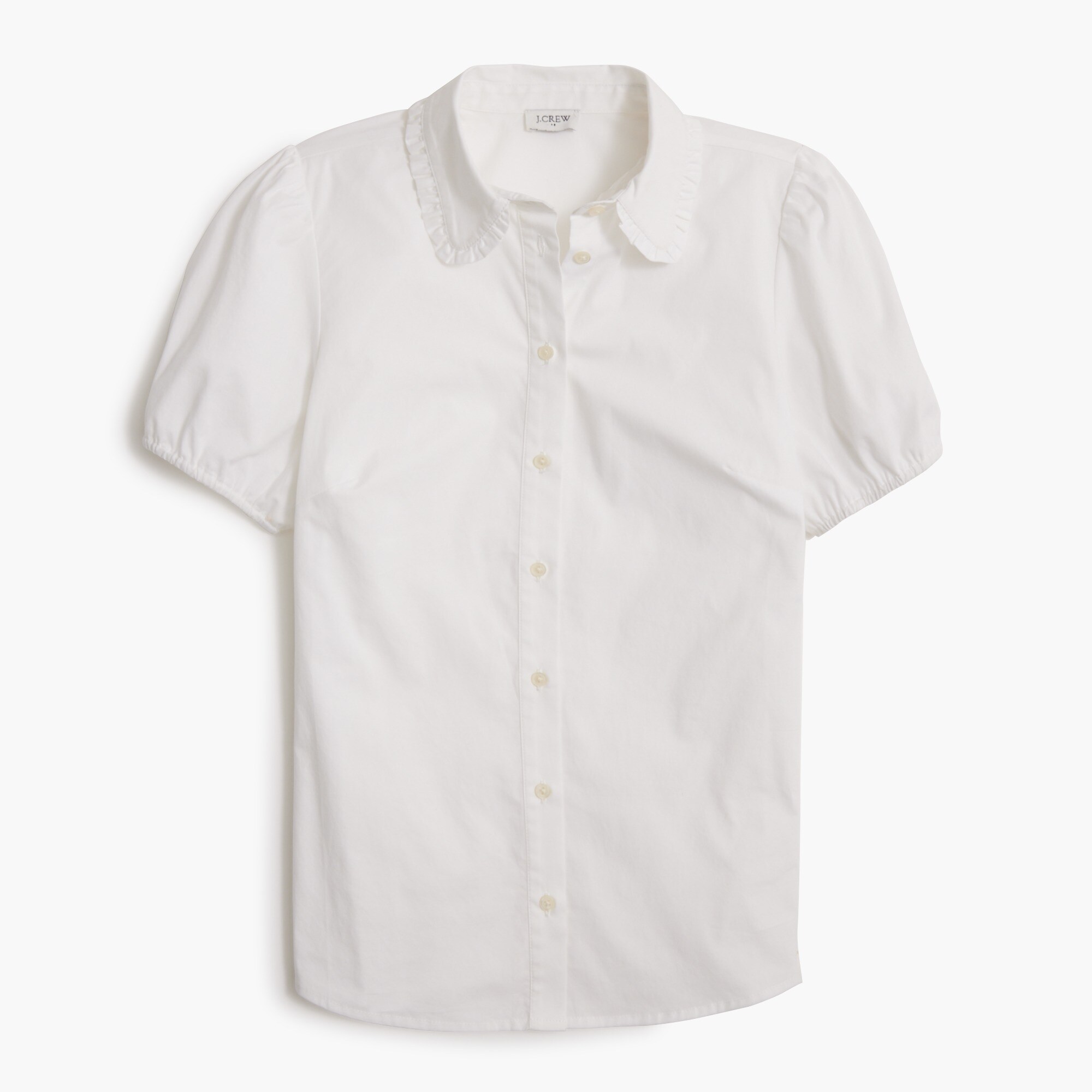 Puff-sleeve ruffle-collar top
